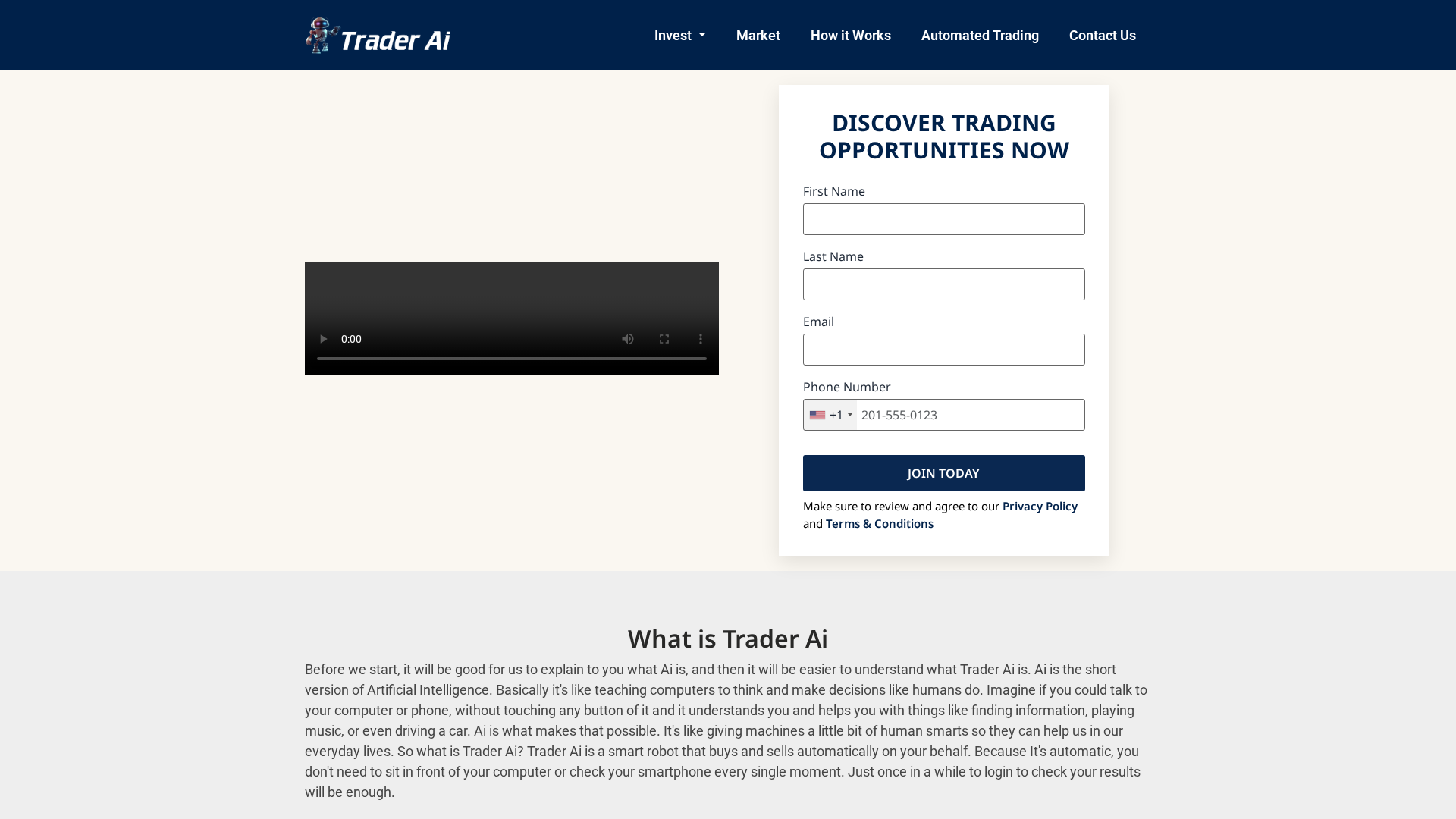 Screenshot of trader-ai.ai