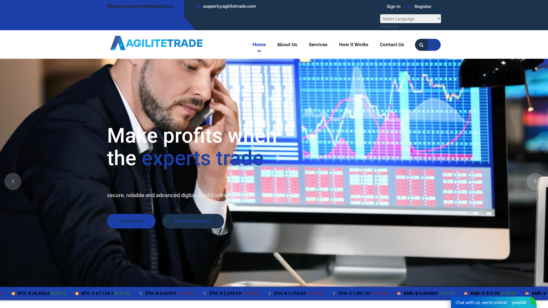 Screenshot of agilitetrade.com