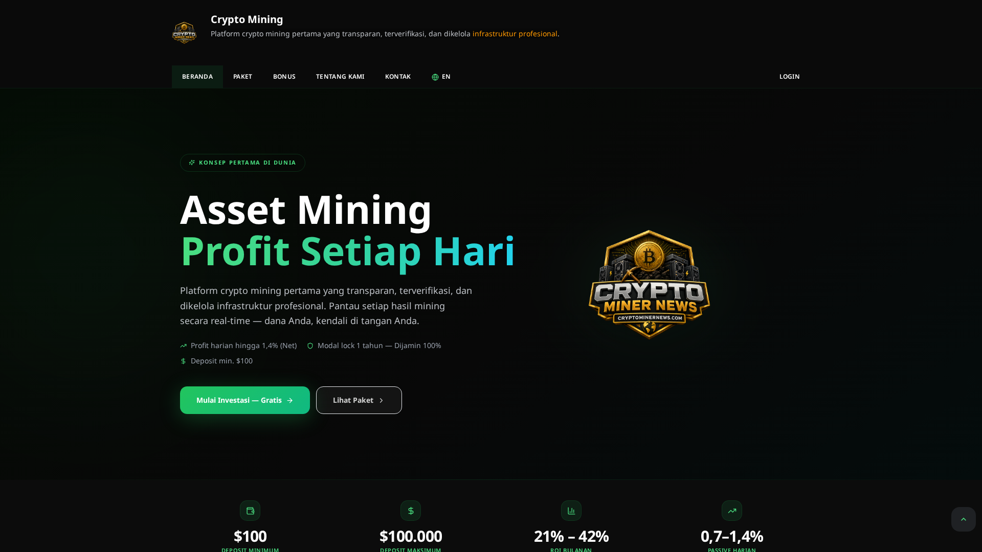 Screenshot of cryptominernews.com