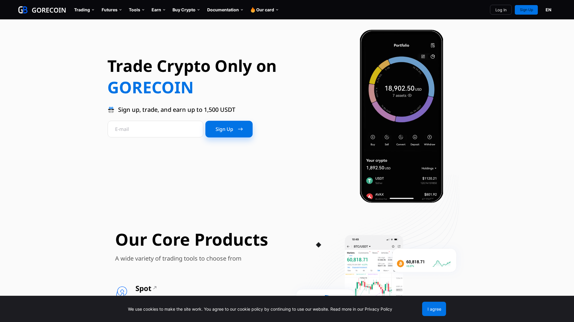 Screenshot of gorecoin.com