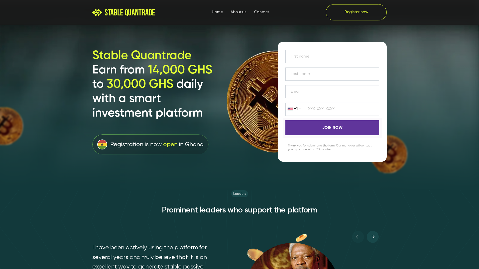 Screenshot of stablequantrade-ai.com