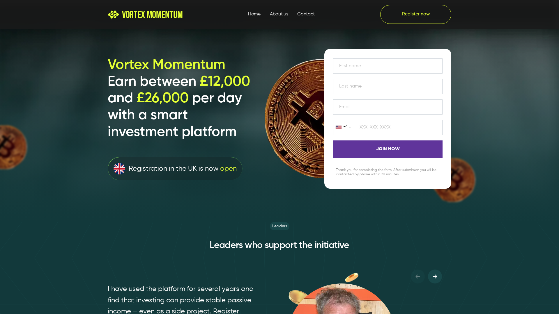 Screenshot of vortexmomentumai.com
