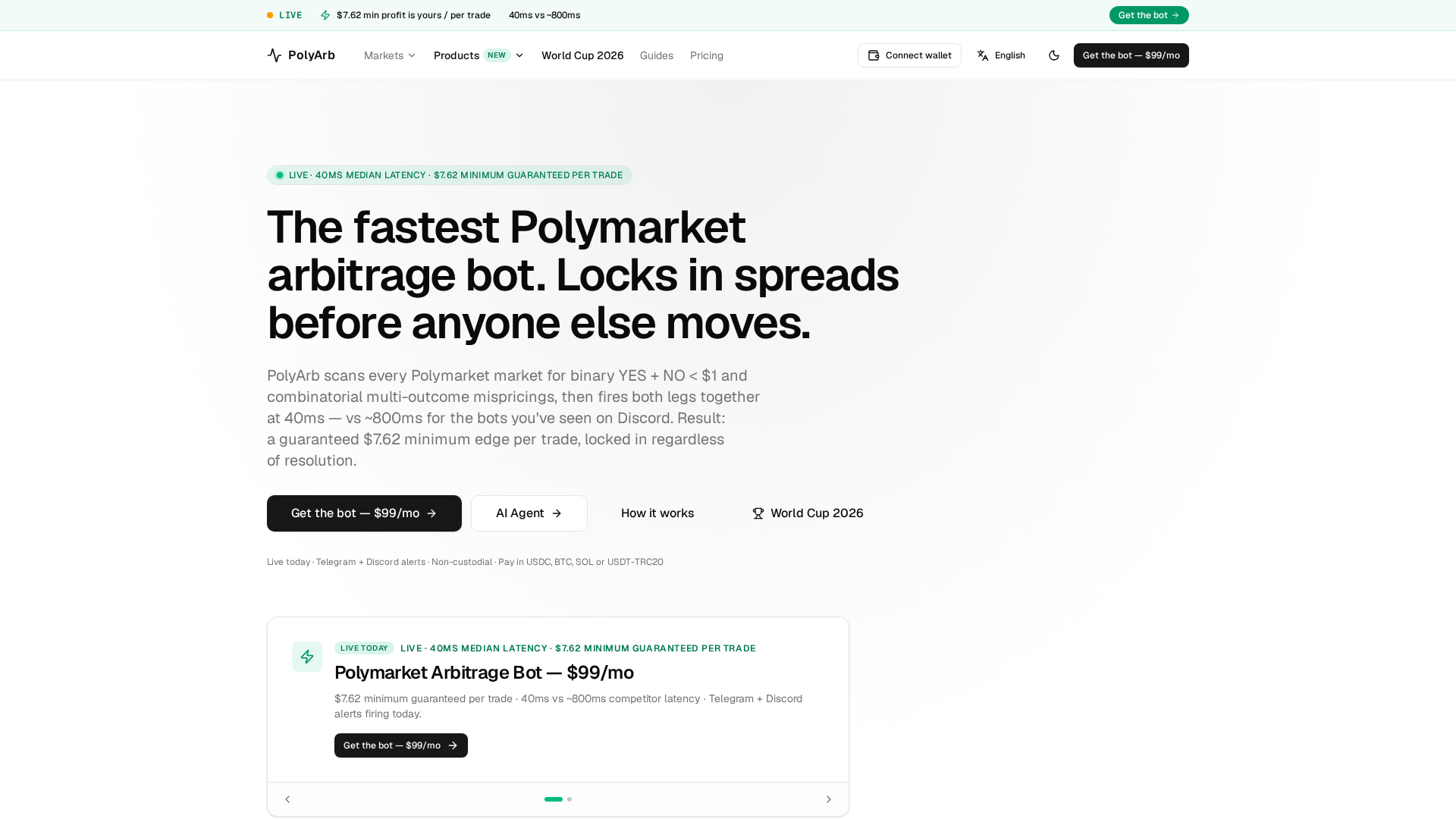 Screenshot of polymarketarbitragebot.net