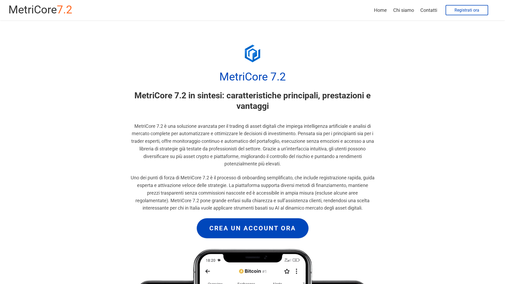 Screenshot of metricore72-ai.com