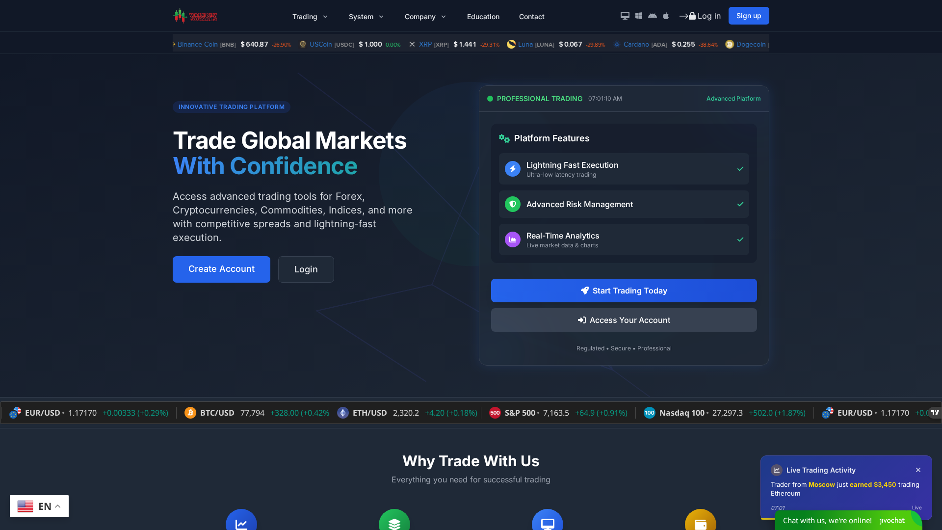 Screenshot of thronevestsignals.live