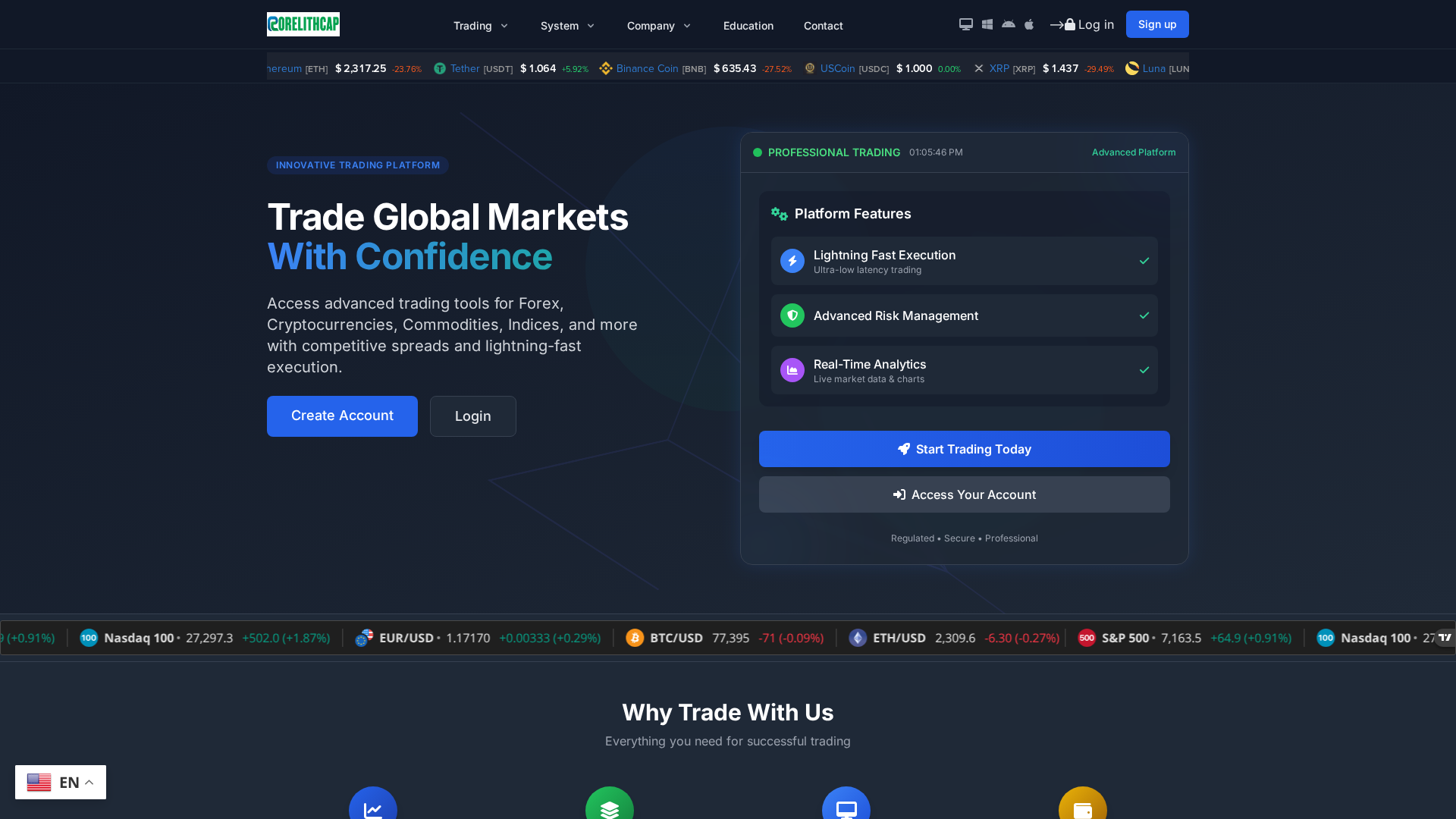 Screenshot of corelithcap.com