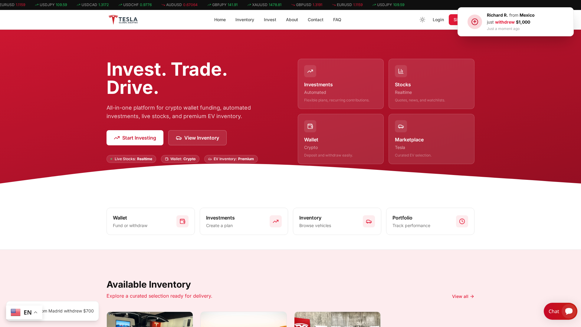 Screenshot of teslaglobalequities.org