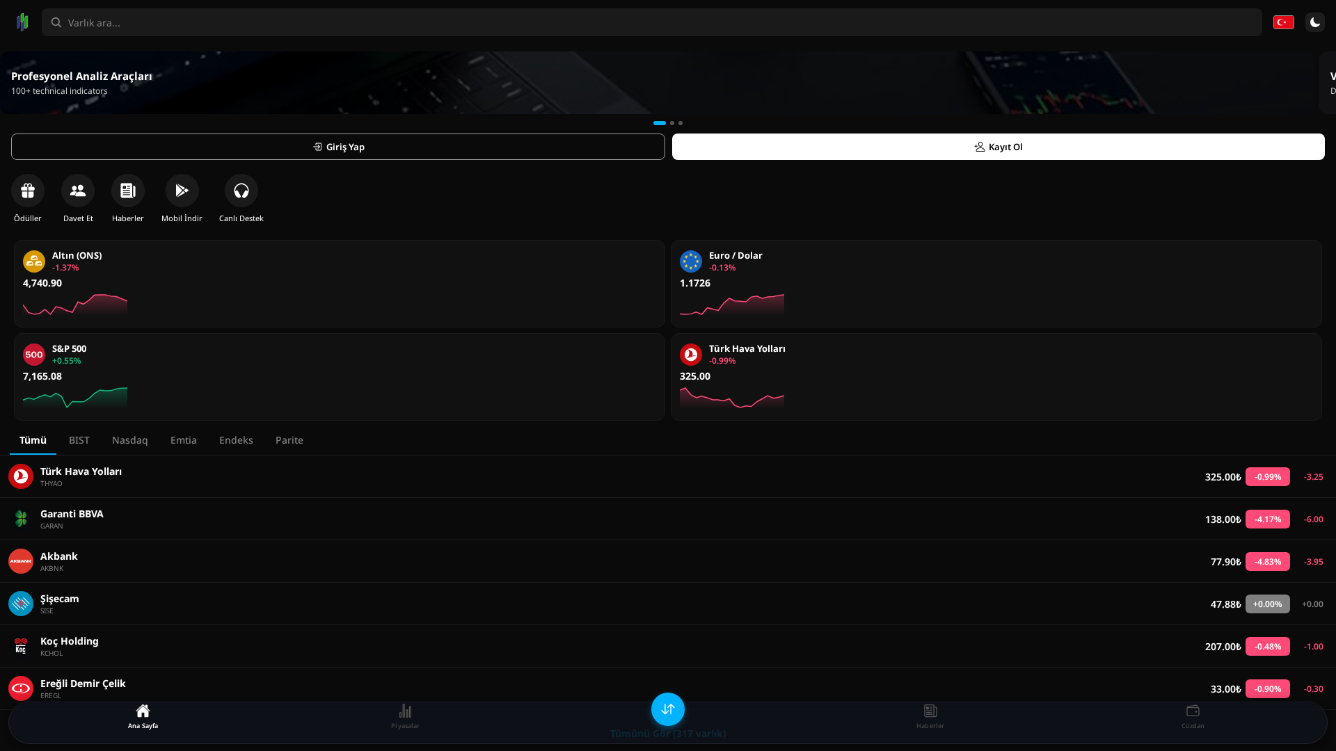 Screenshot of hedefholdingyatirim.com