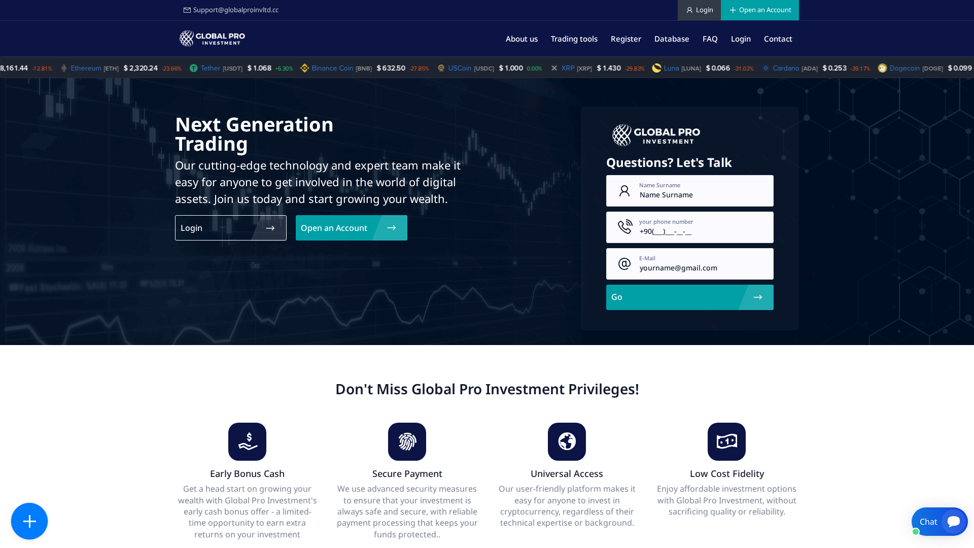 Screenshot of globalproinvltd.cc