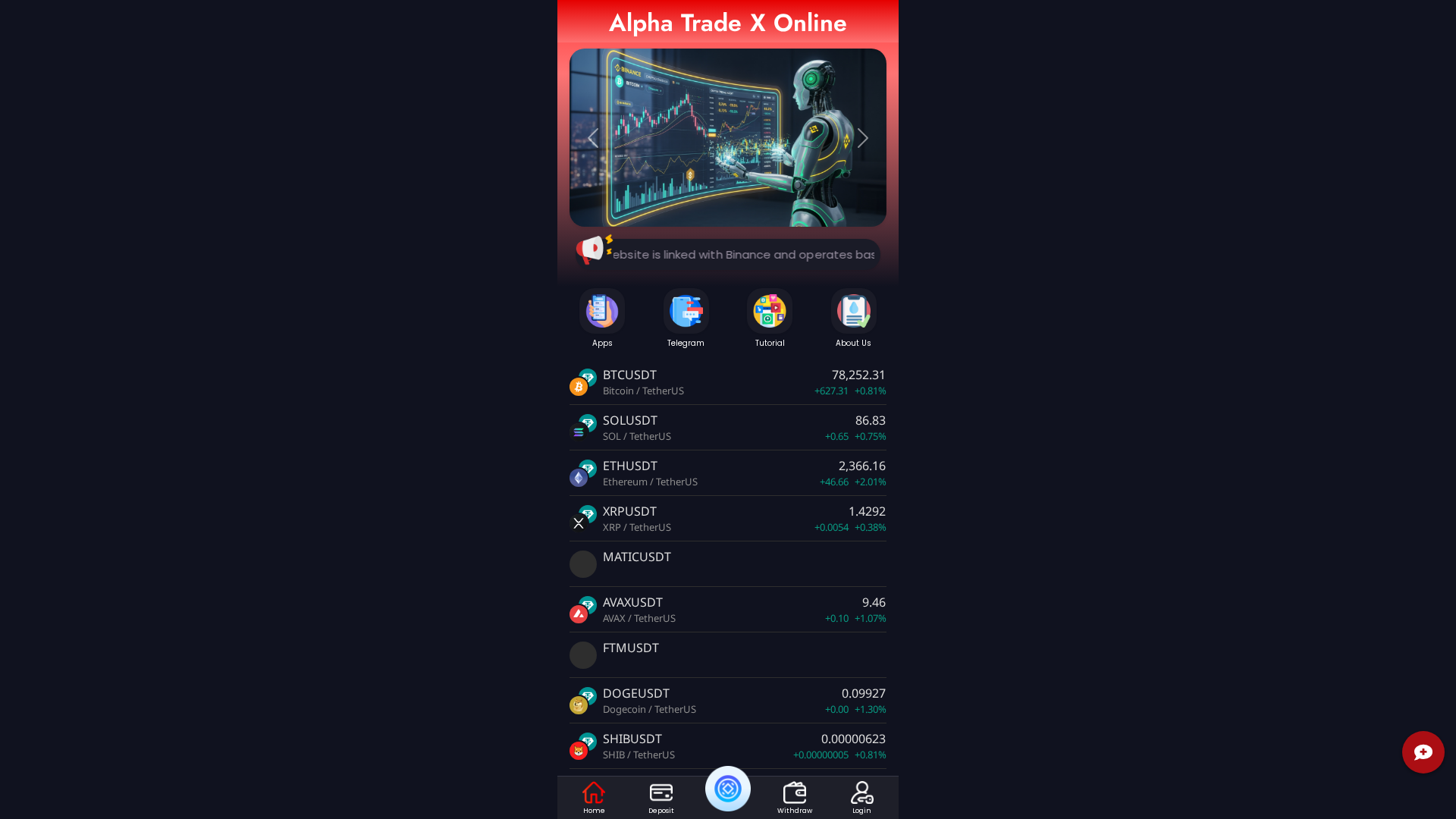 Screenshot of alpha-trade-x.online