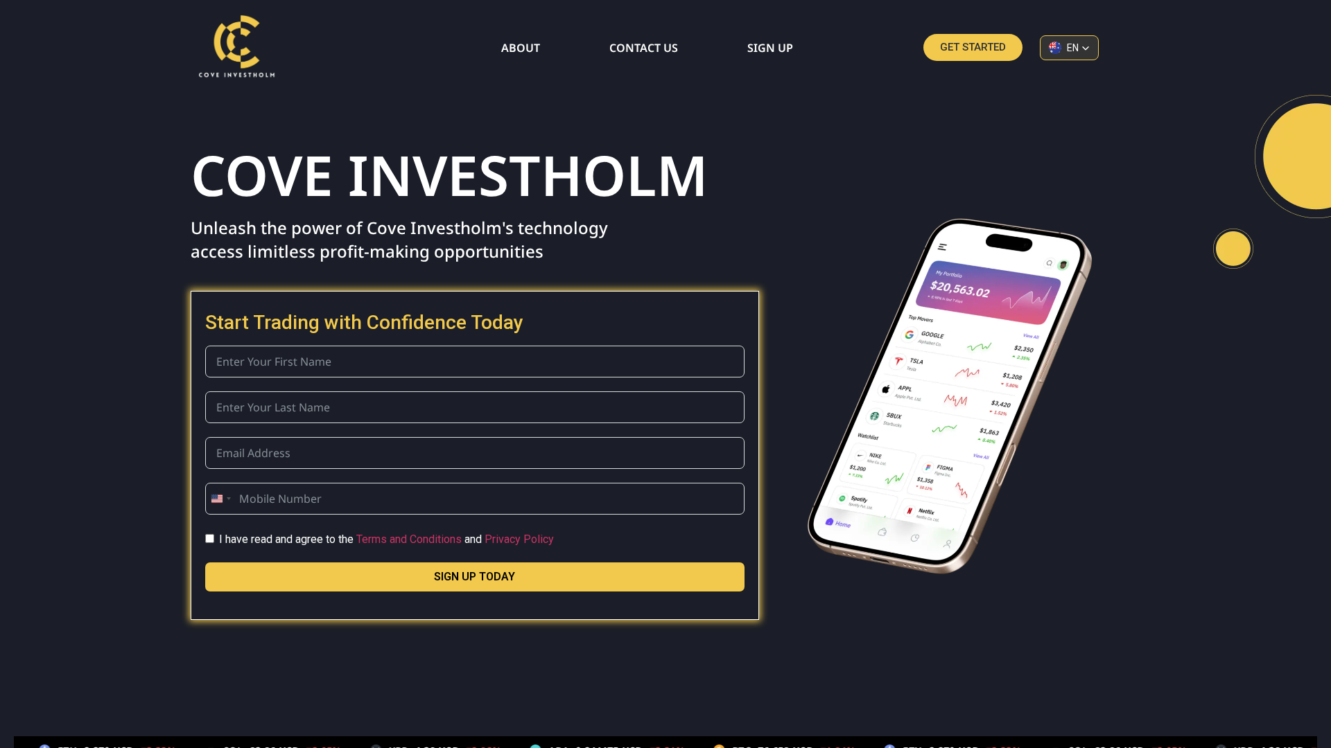 Screenshot of coveinvestholm.io