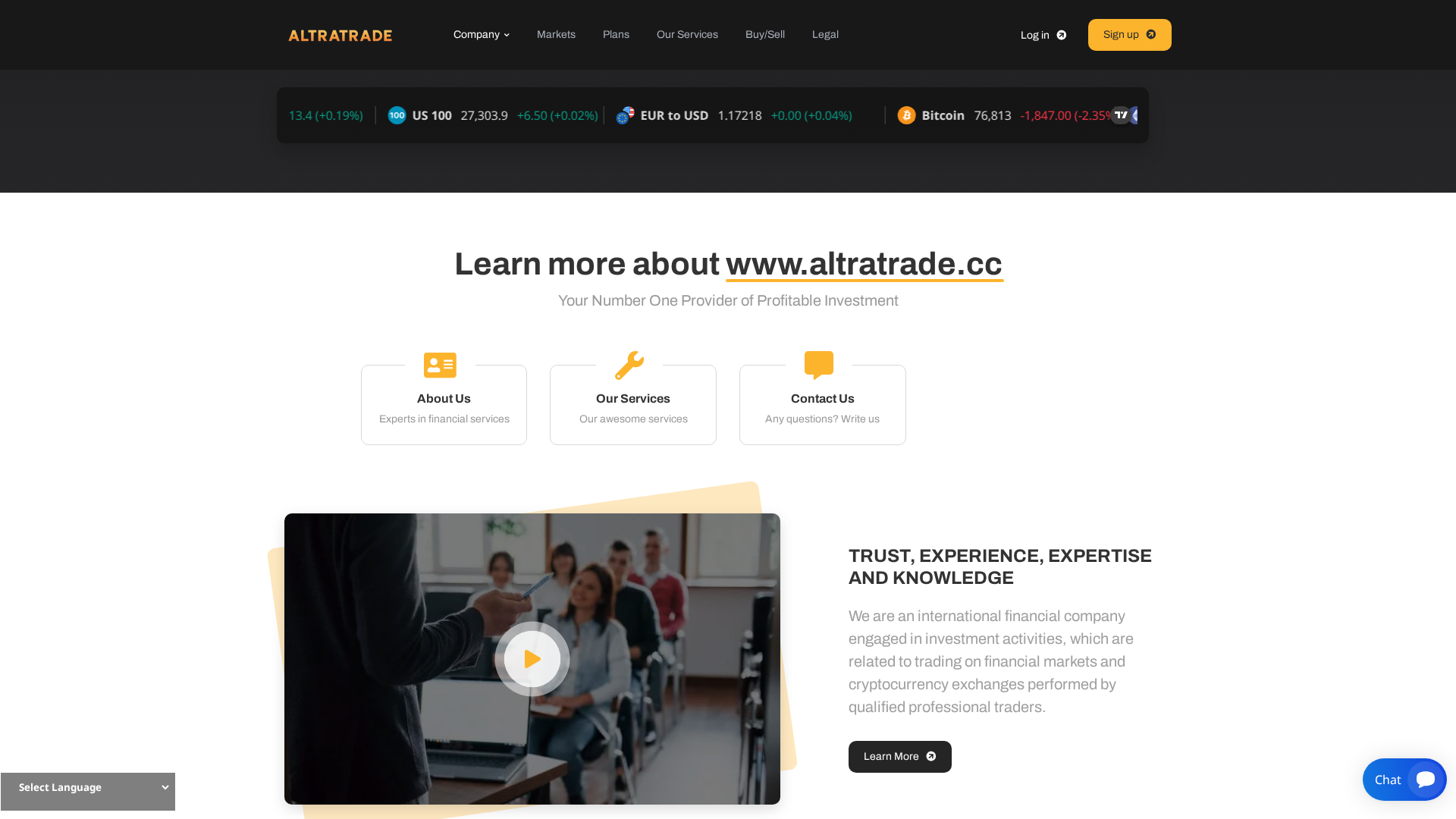 Screenshot of altratrade.cc