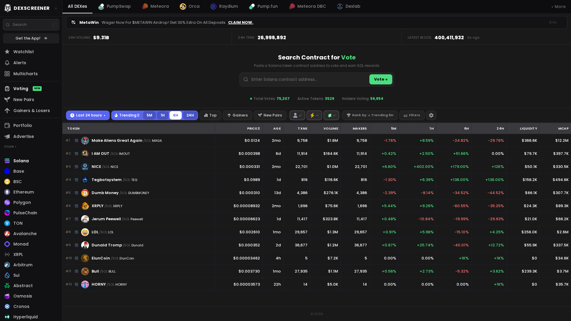 Screenshot of vote-dexscreener.org