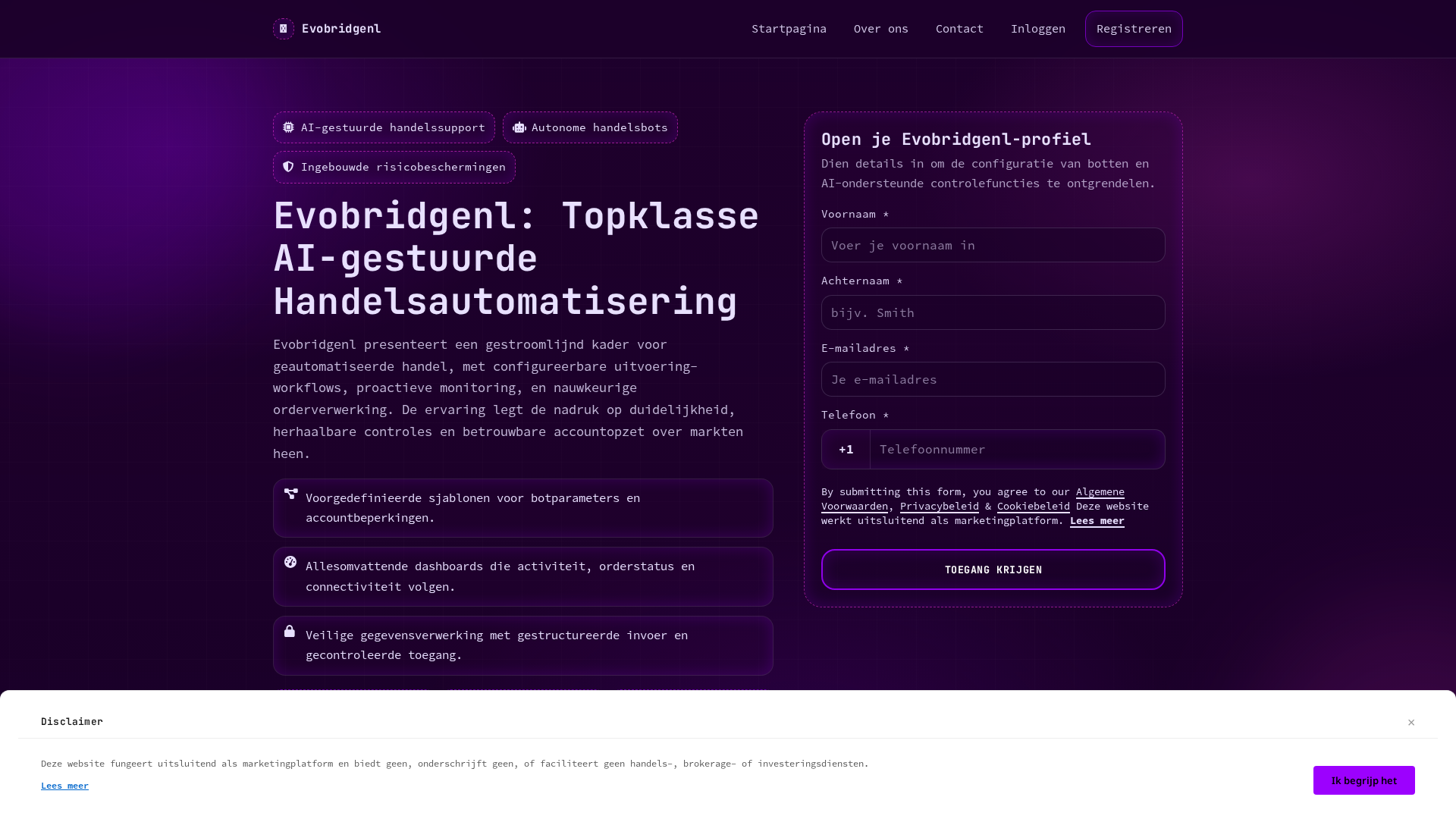 Screenshot of evobridgenl.pro
