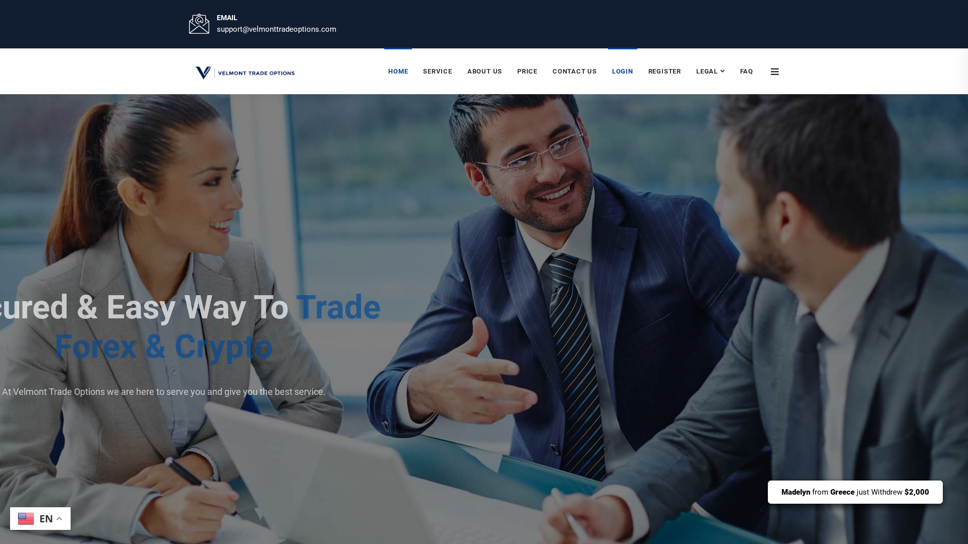 Screenshot of velmonttradeoptions.com