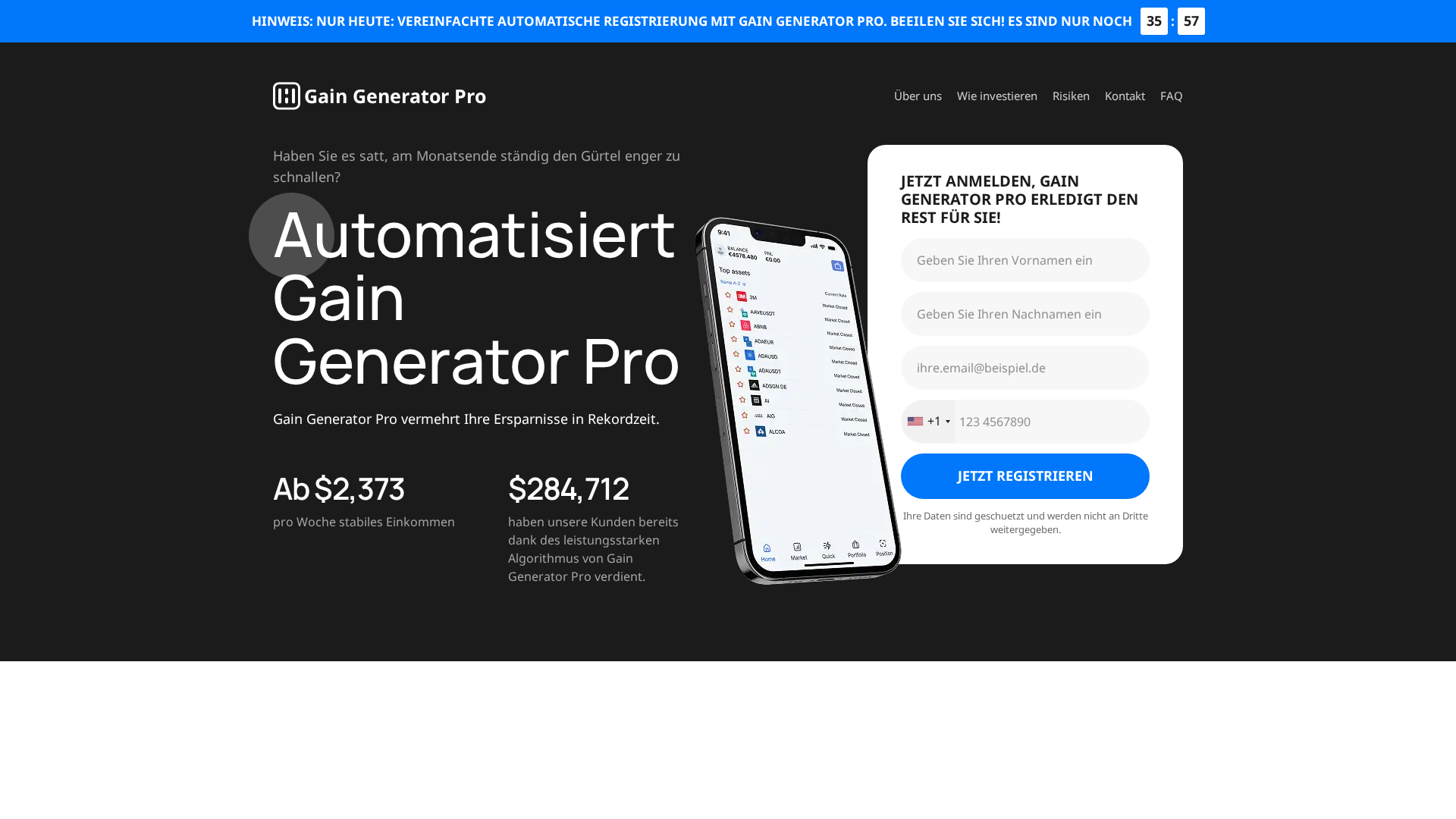 Screenshot of gaingeneratorpro.de