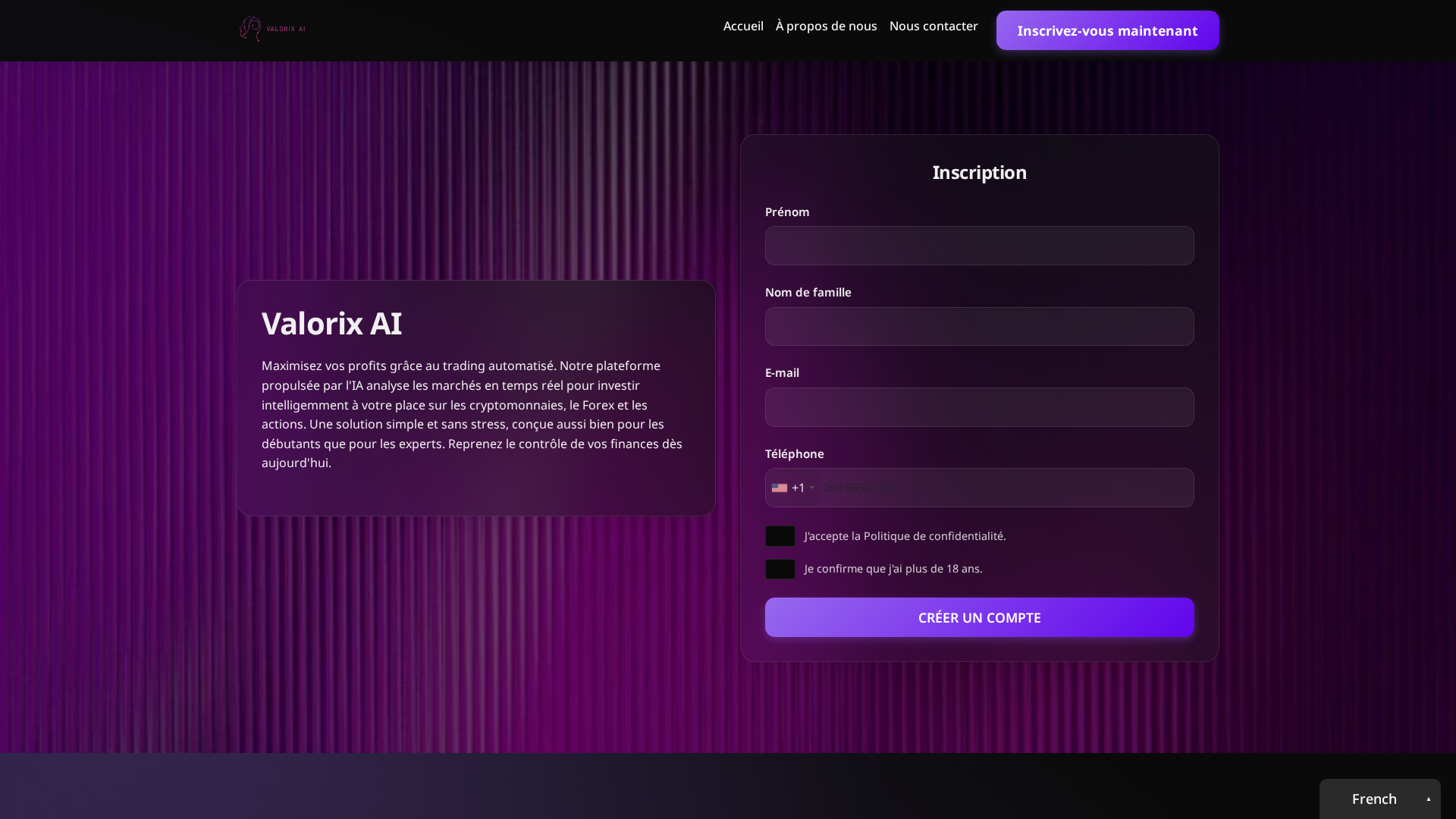 Screenshot of valorixai-trading.com