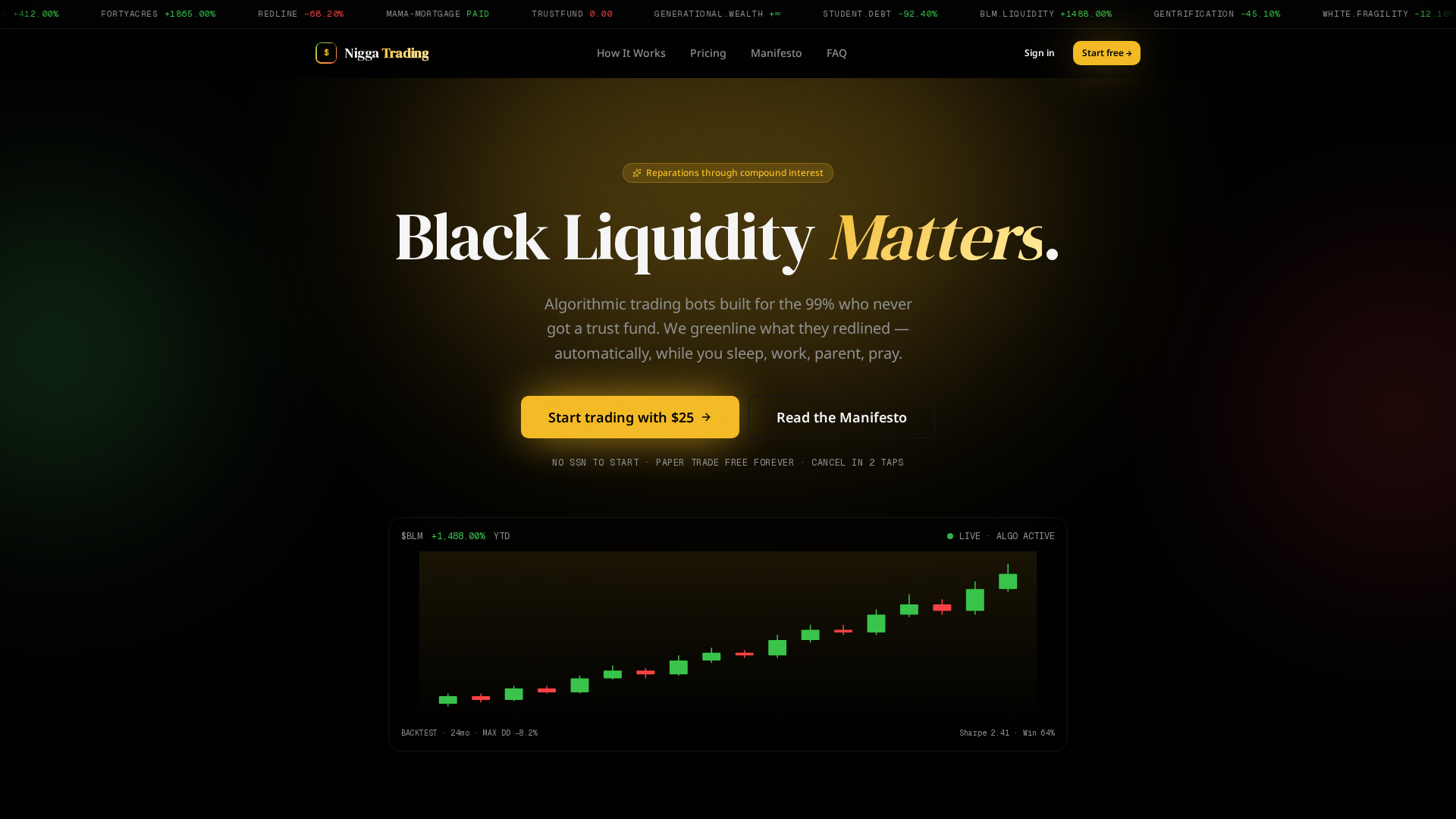 Screenshot of niggatrading.com