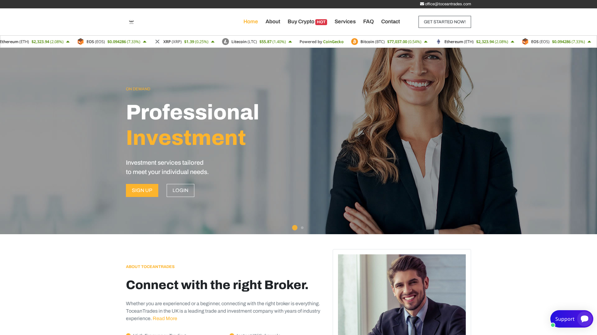 Screenshot of toceantrades.com