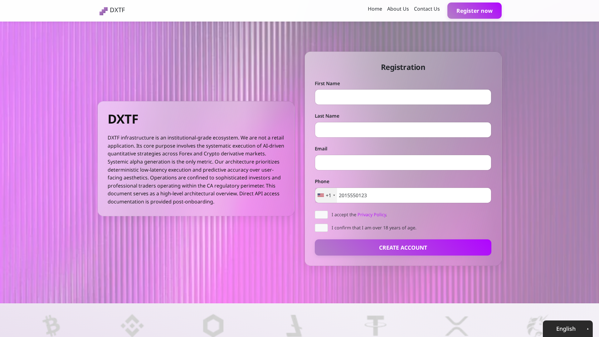 Screenshot of dxtf-crypto.pro