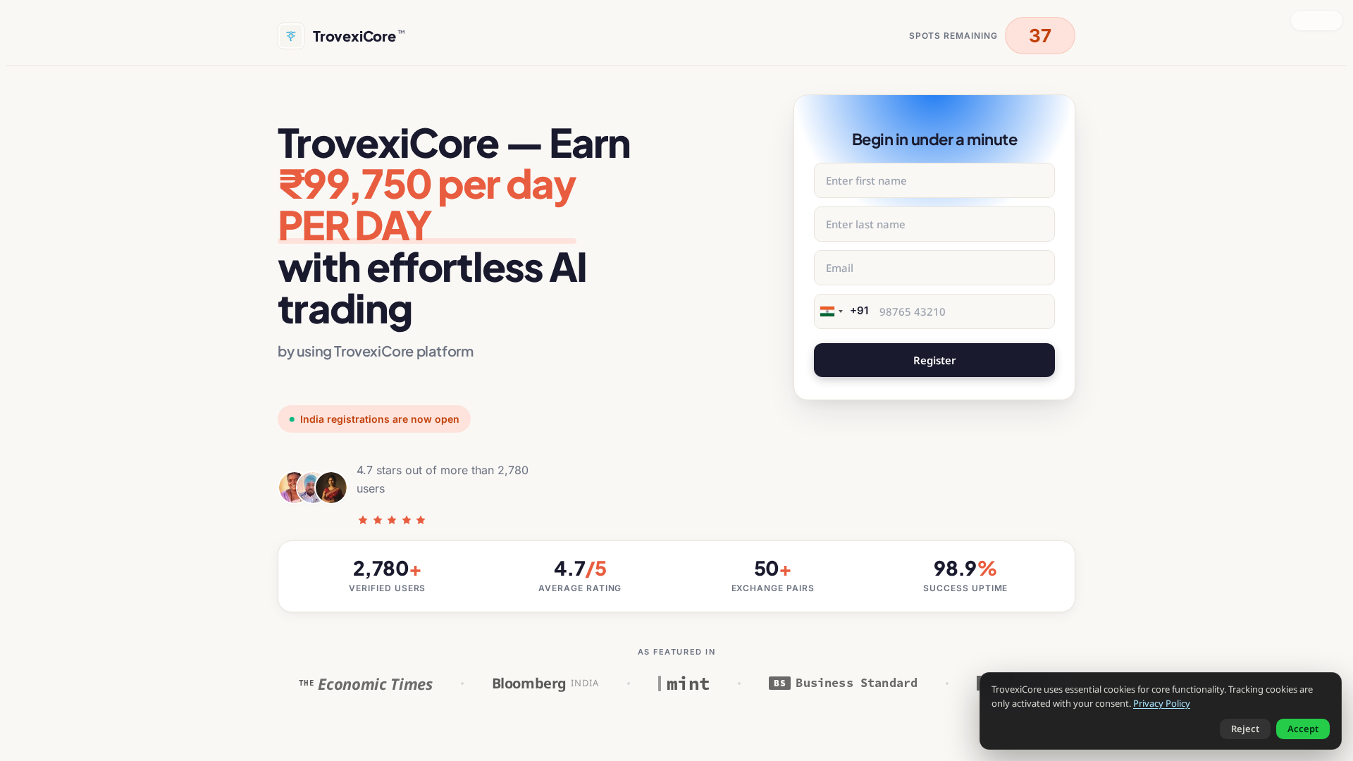 Screenshot of trovexicore.biz