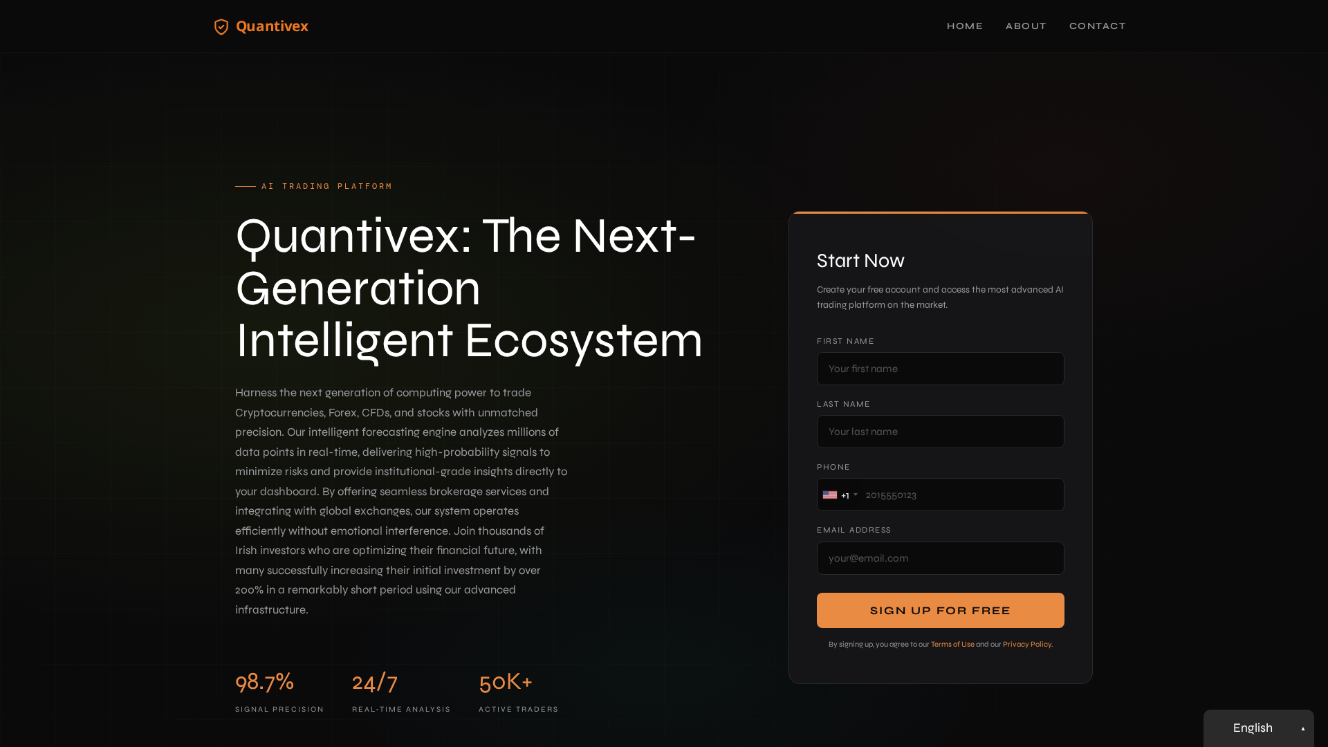Screenshot of quantivex-ai.com