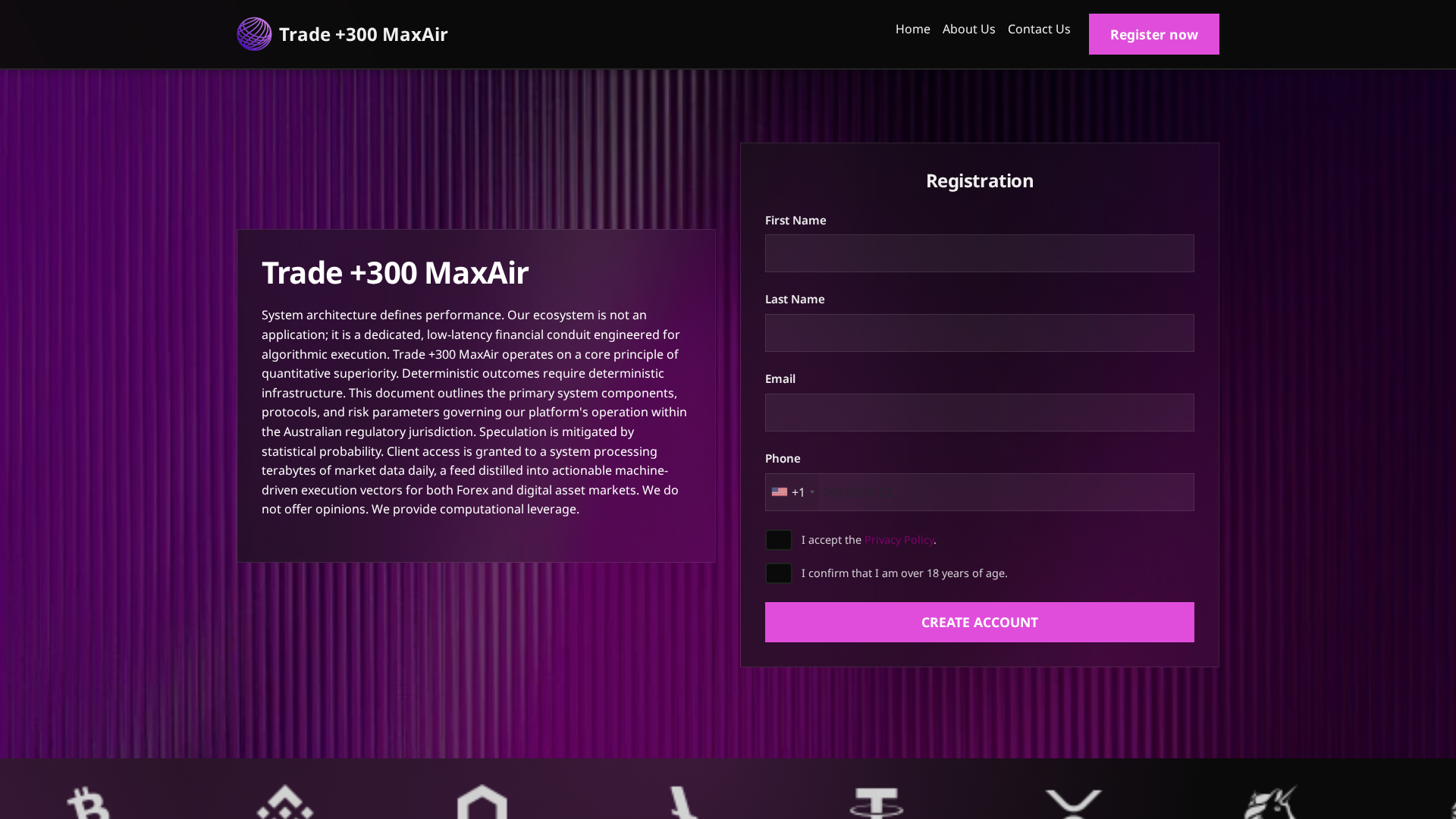 Screenshot of trade300maxair.pro