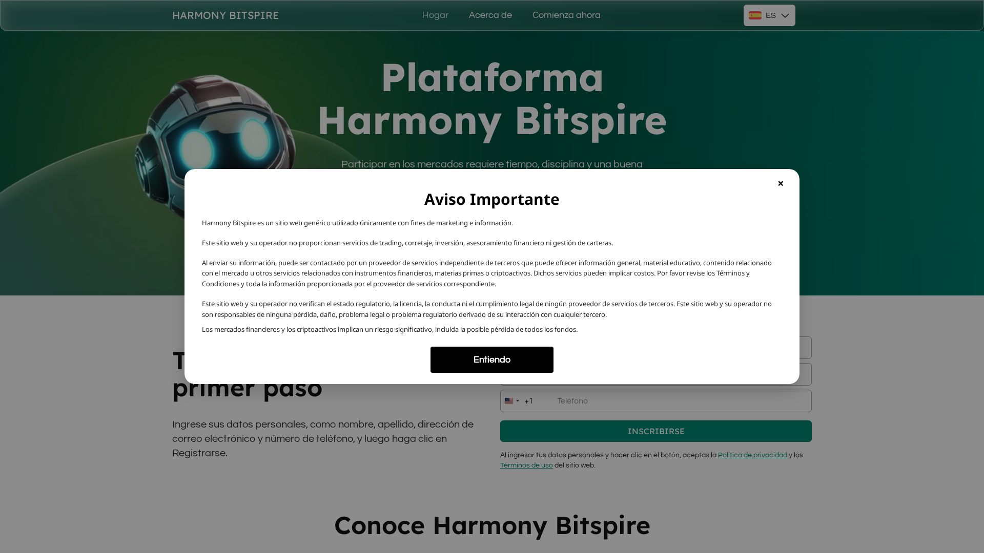 Screenshot of harmonybitspire-es.live