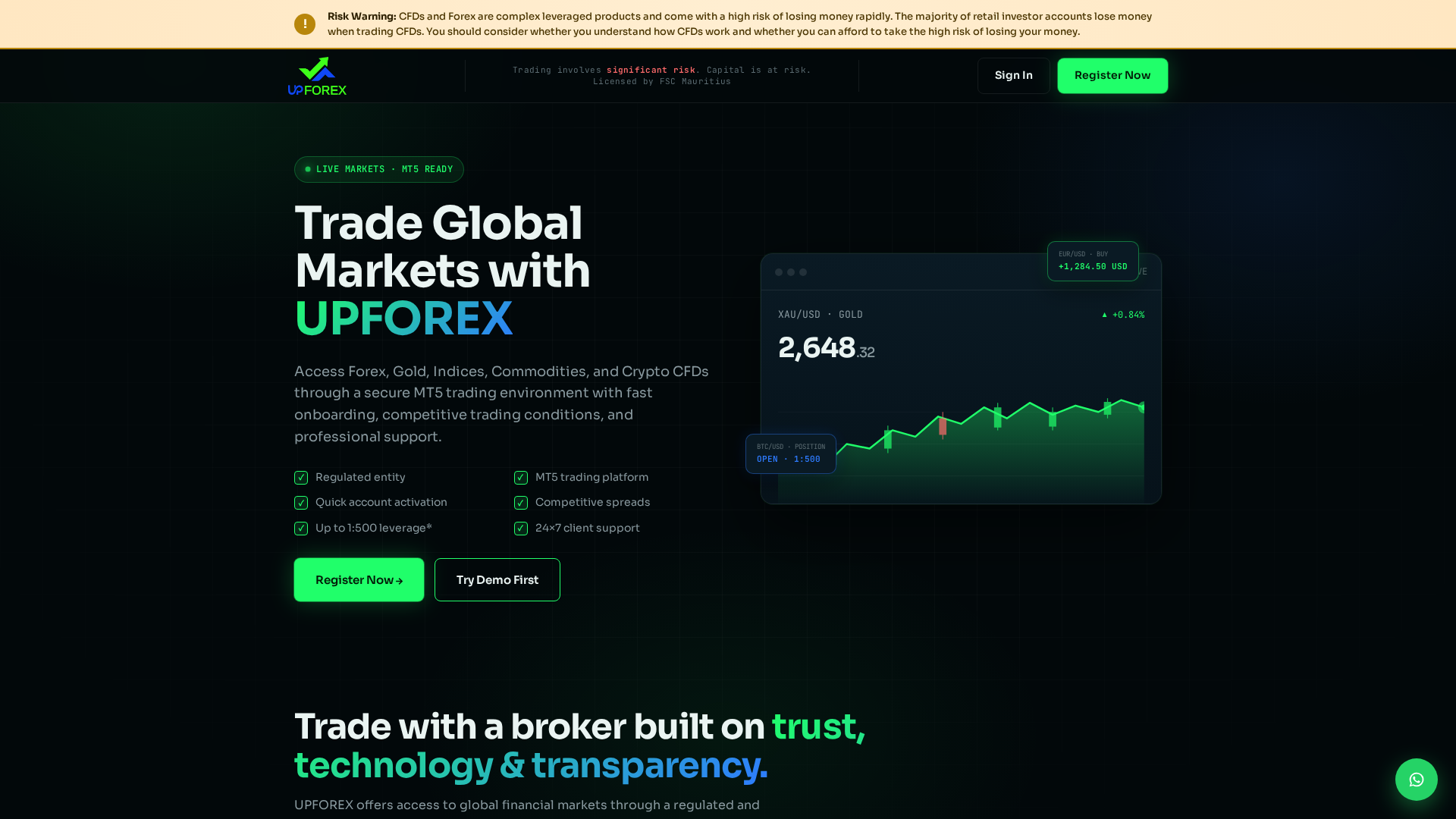 Screenshot of upforexmarkets.com