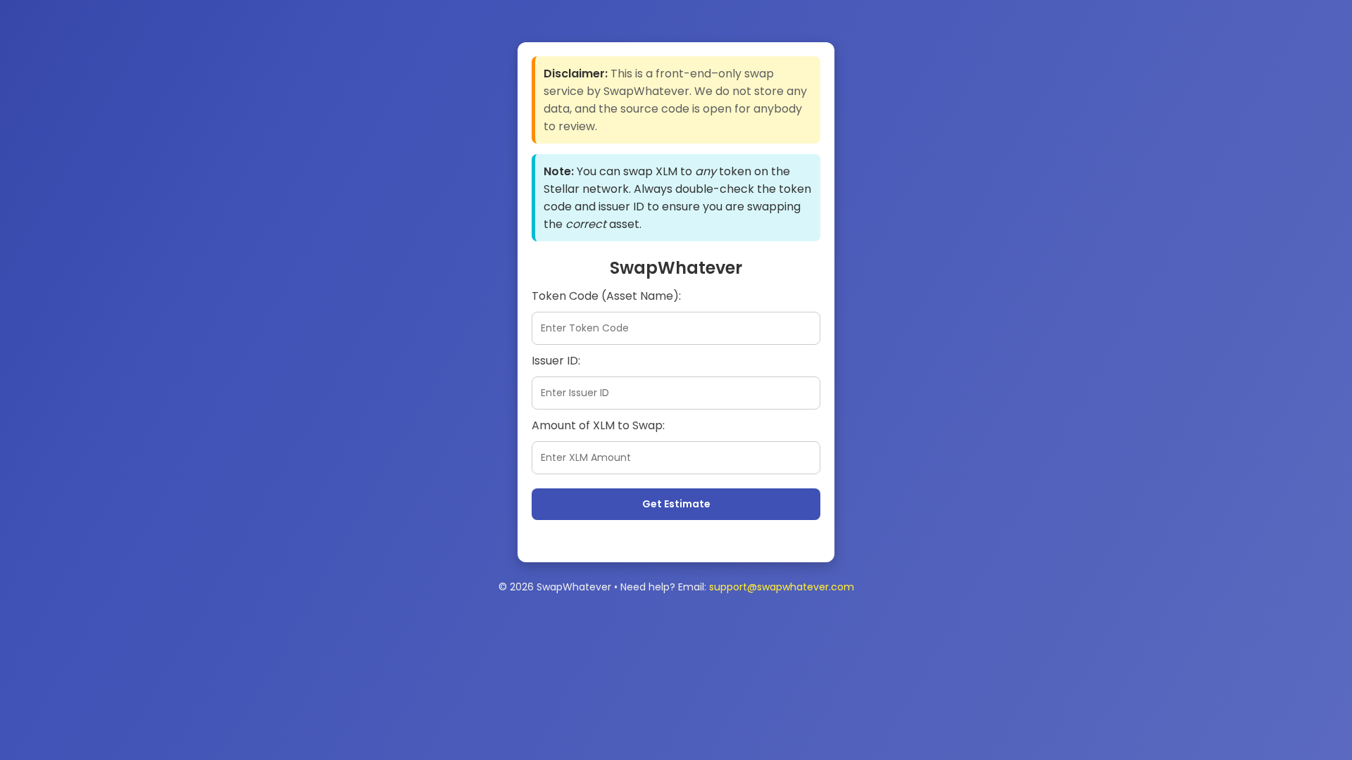 Screenshot of swapwhatever.com