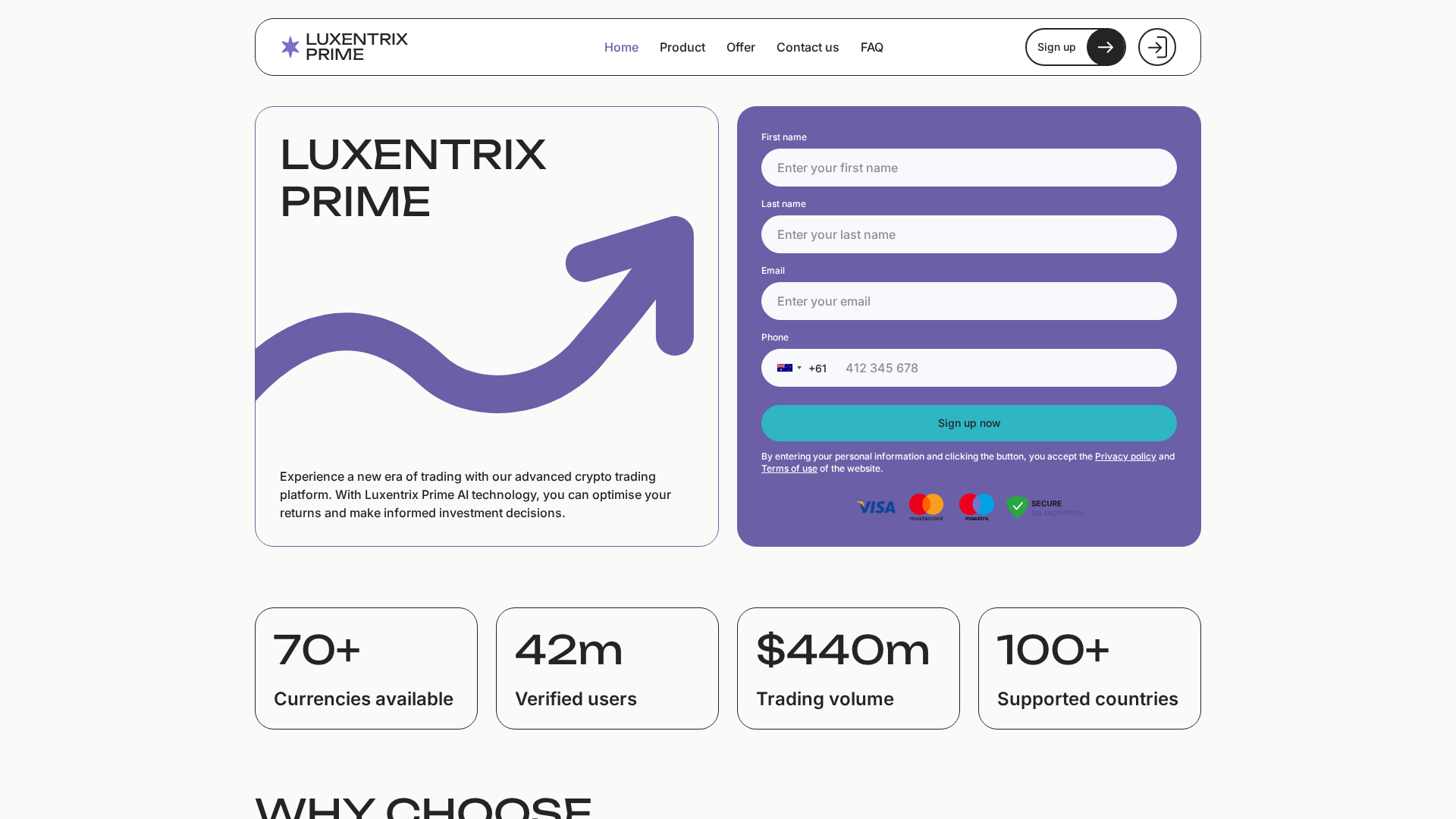 Screenshot of luxentrixprime.com