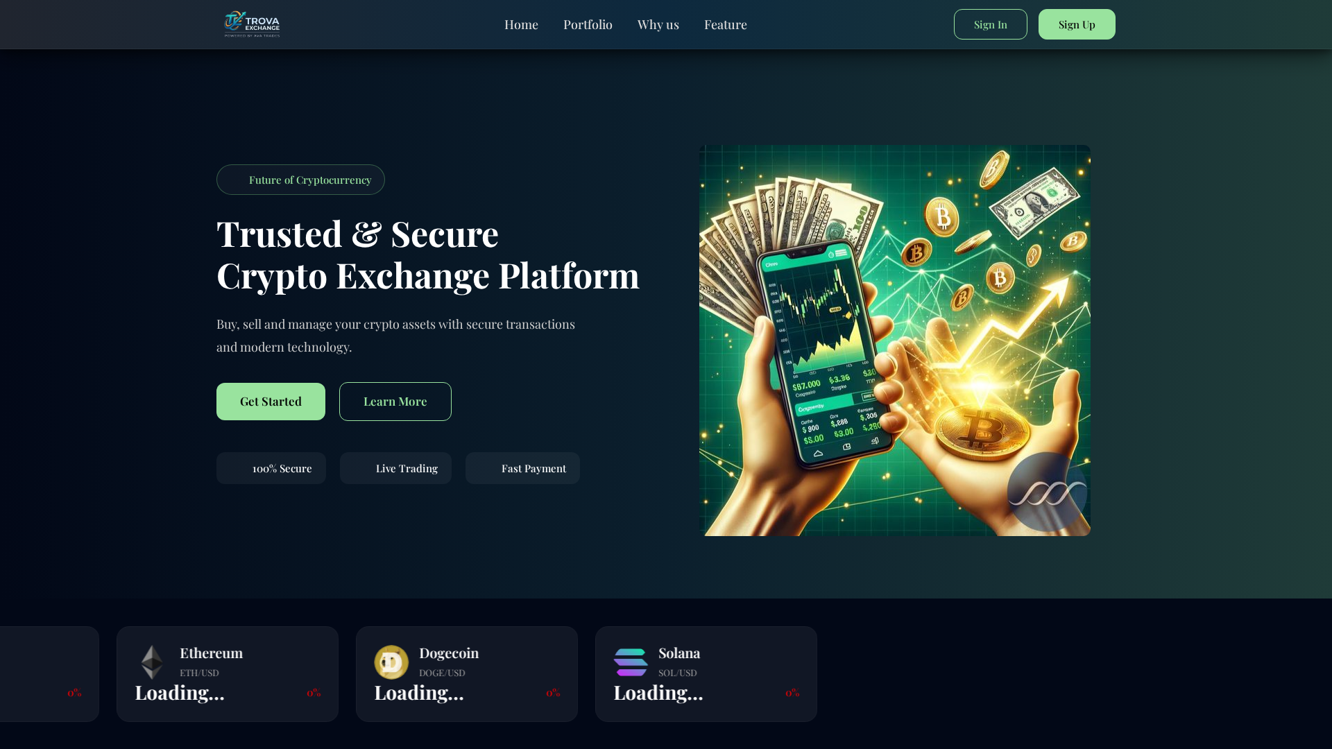 Screenshot of trovaexchange.com