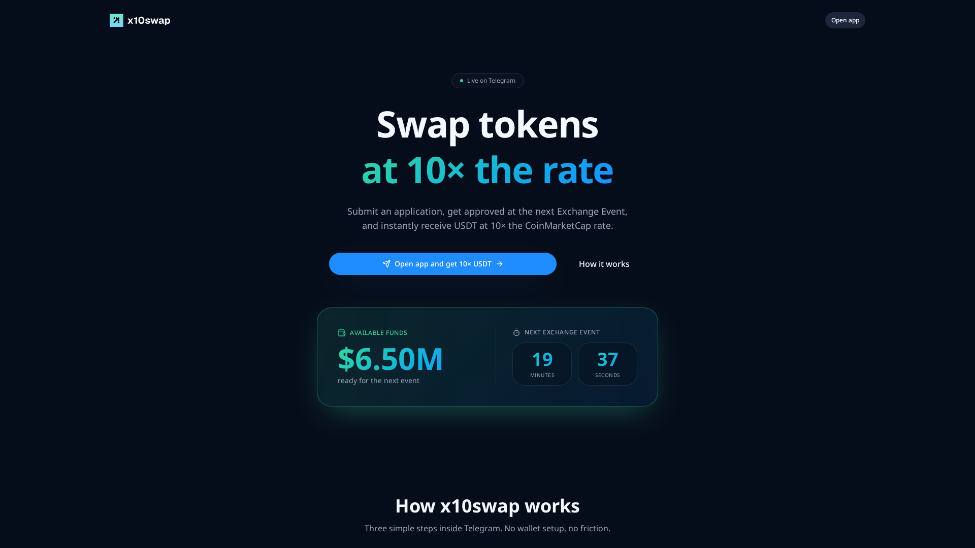 Screenshot of x10swap.net