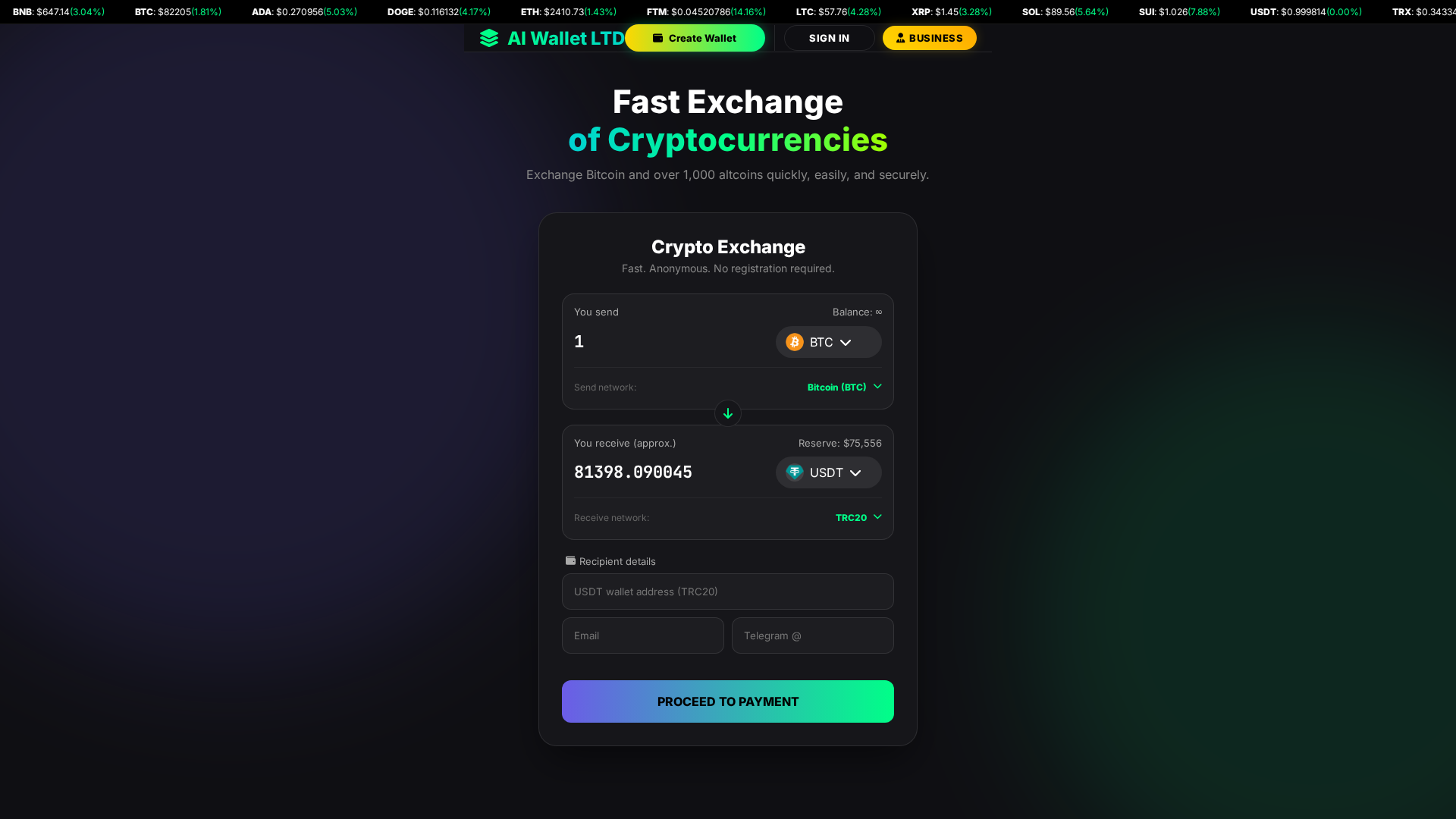 Screenshot of wallets-ai-s1.com