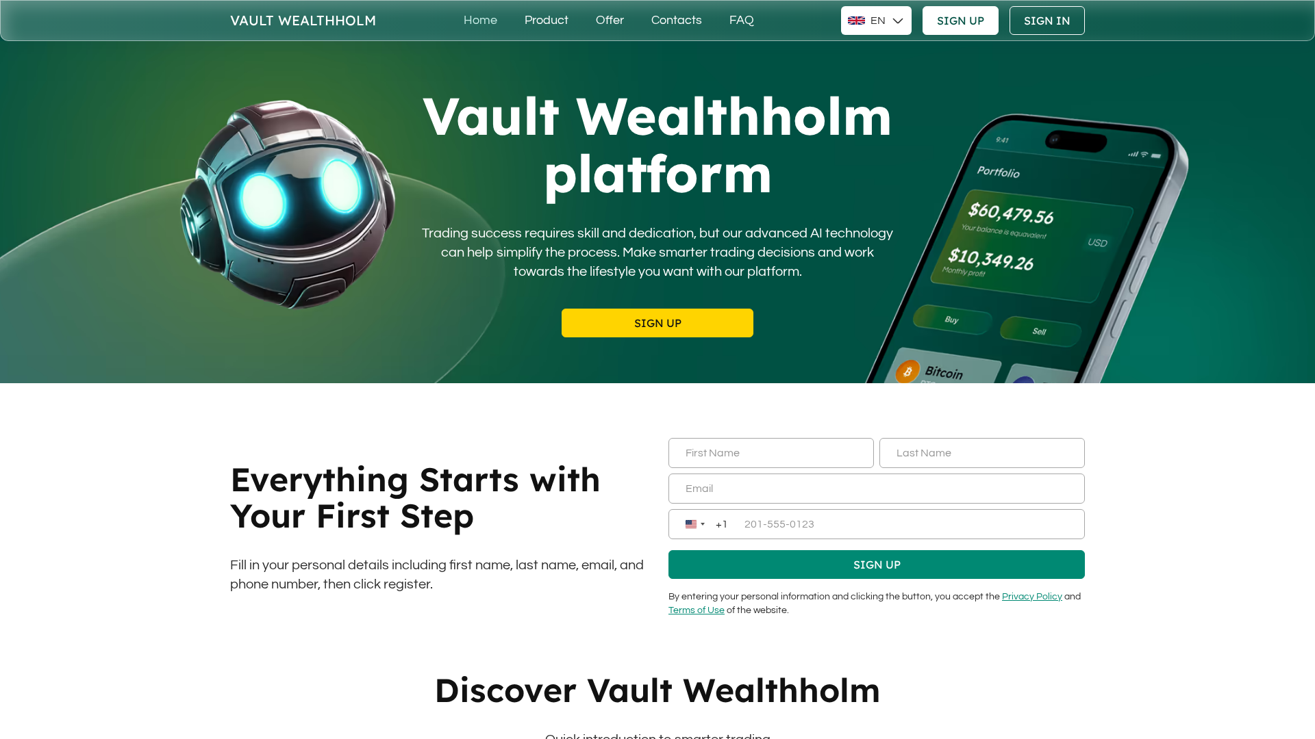 Screenshot of vault-wealthholm.com