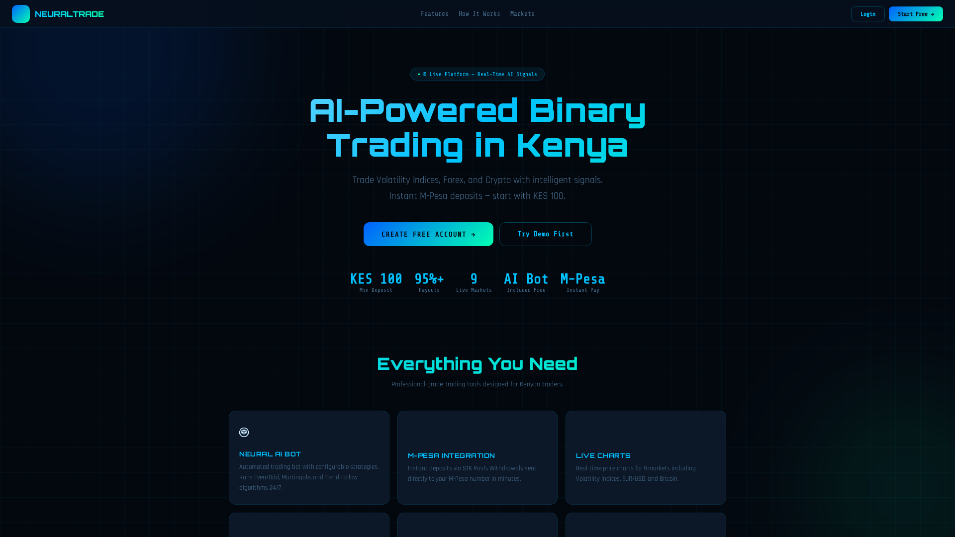Screenshot of neuraltrade.ke