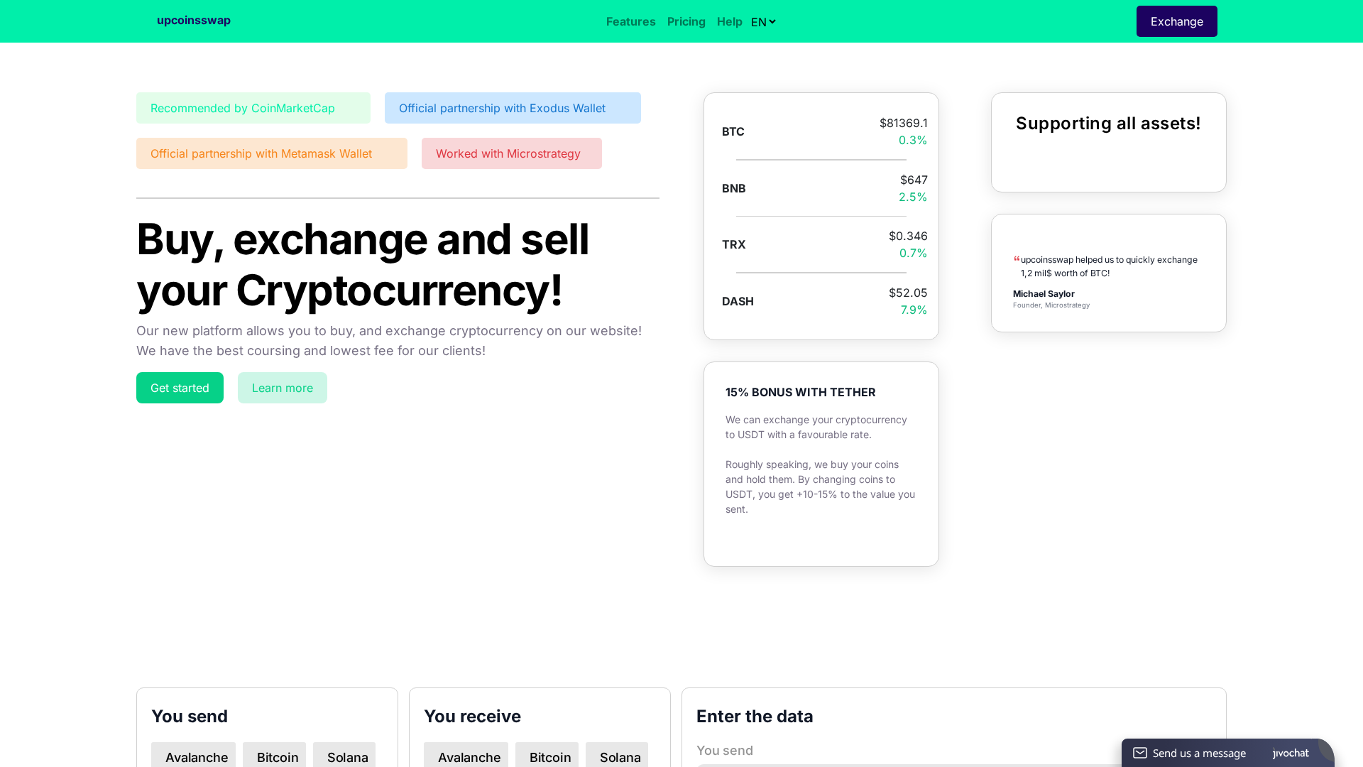 Screenshot of upcoinsswap.com