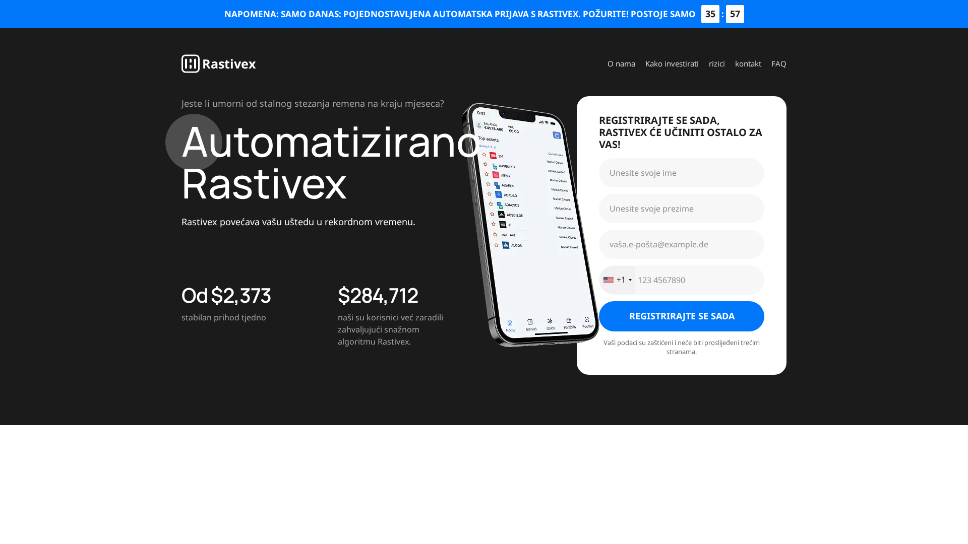 Screenshot of rastivextrade.com