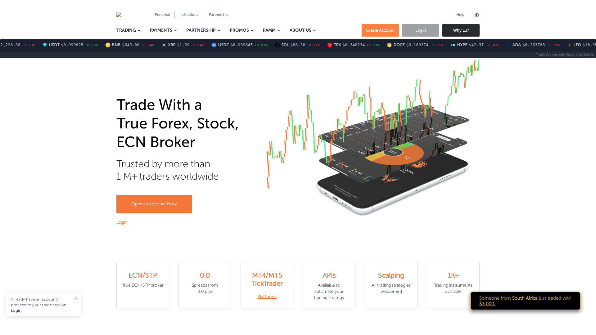 Screenshot of empiremarketsfx.com