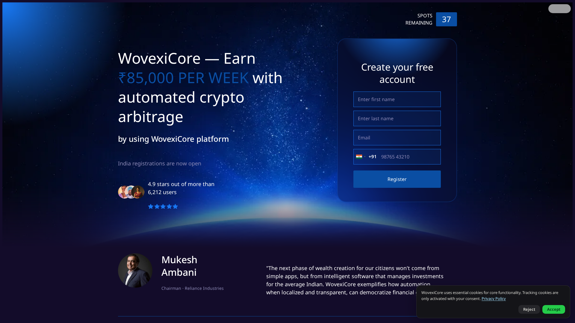 Screenshot of wovexicore.com