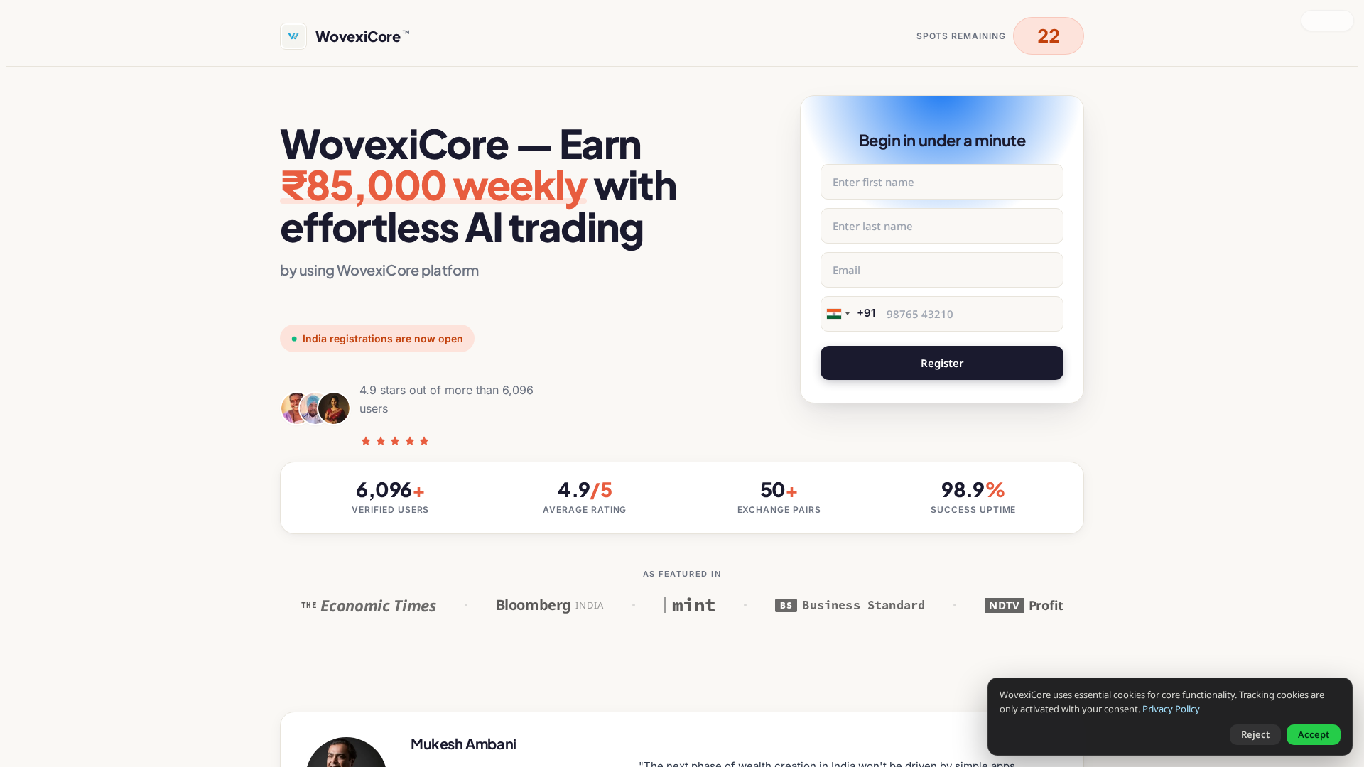Screenshot of wovexicore.in