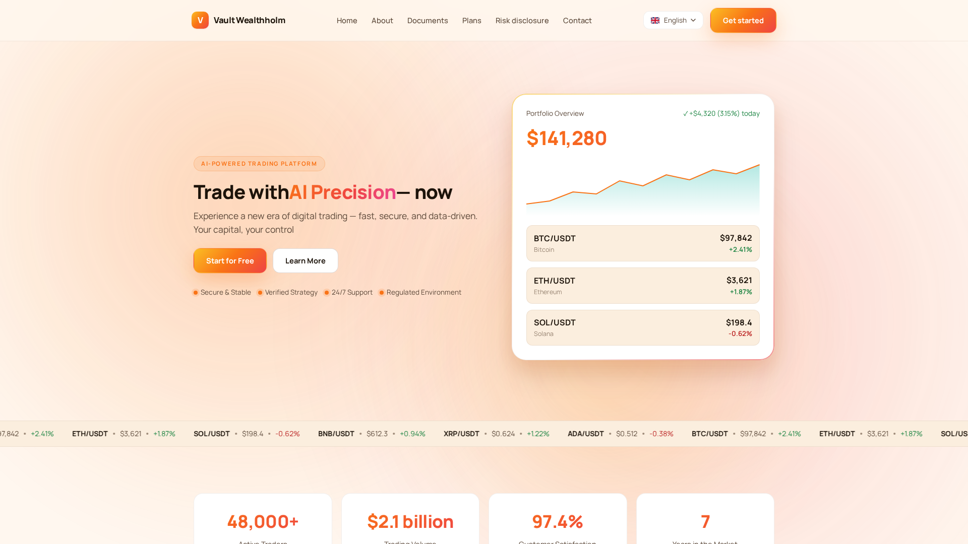 Screenshot of vault-wealthholm.net