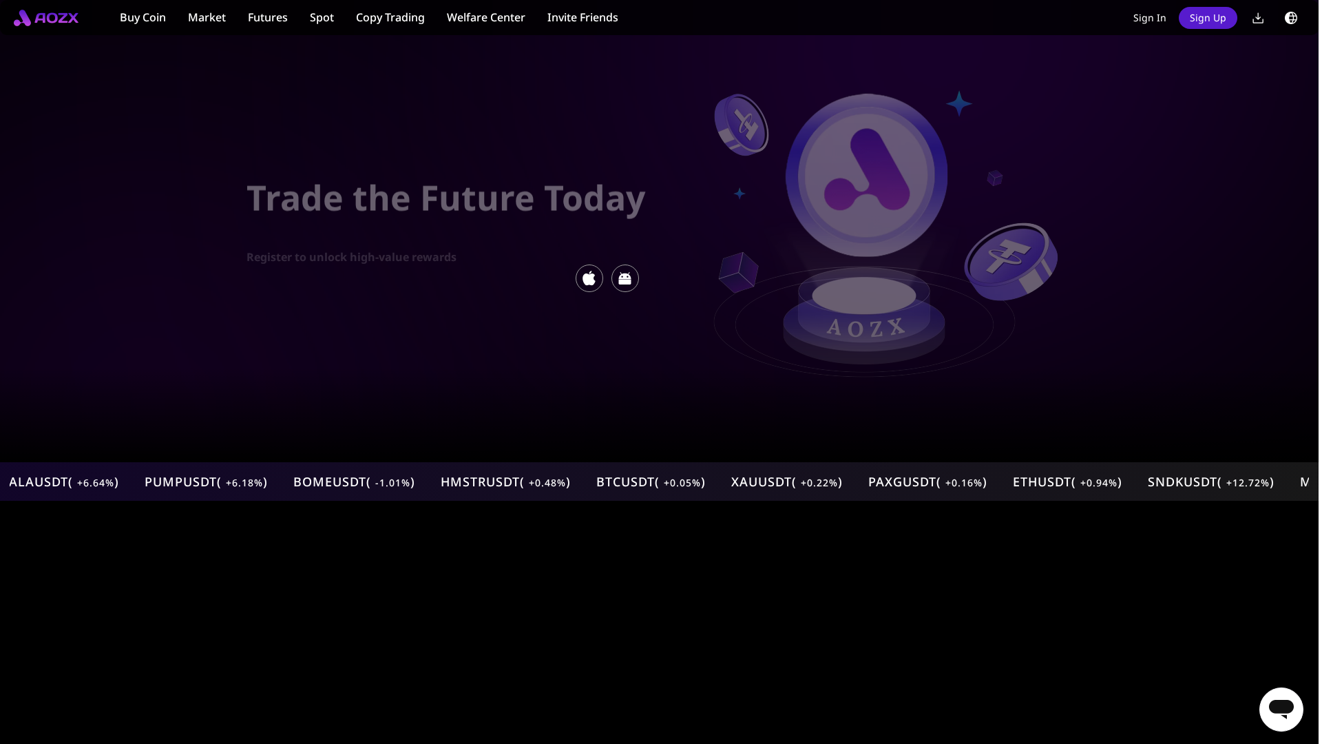 Screenshot of aozx.exchange