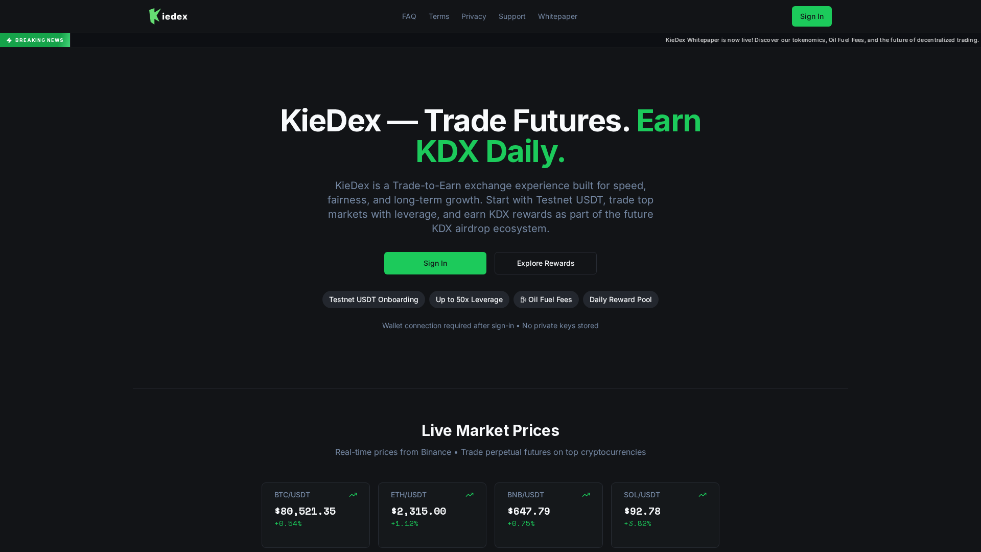 Screenshot of kiedex-app.xyz