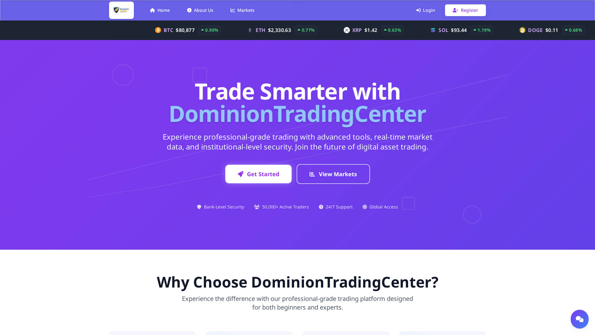 Screenshot of dominiontradingcenter.com