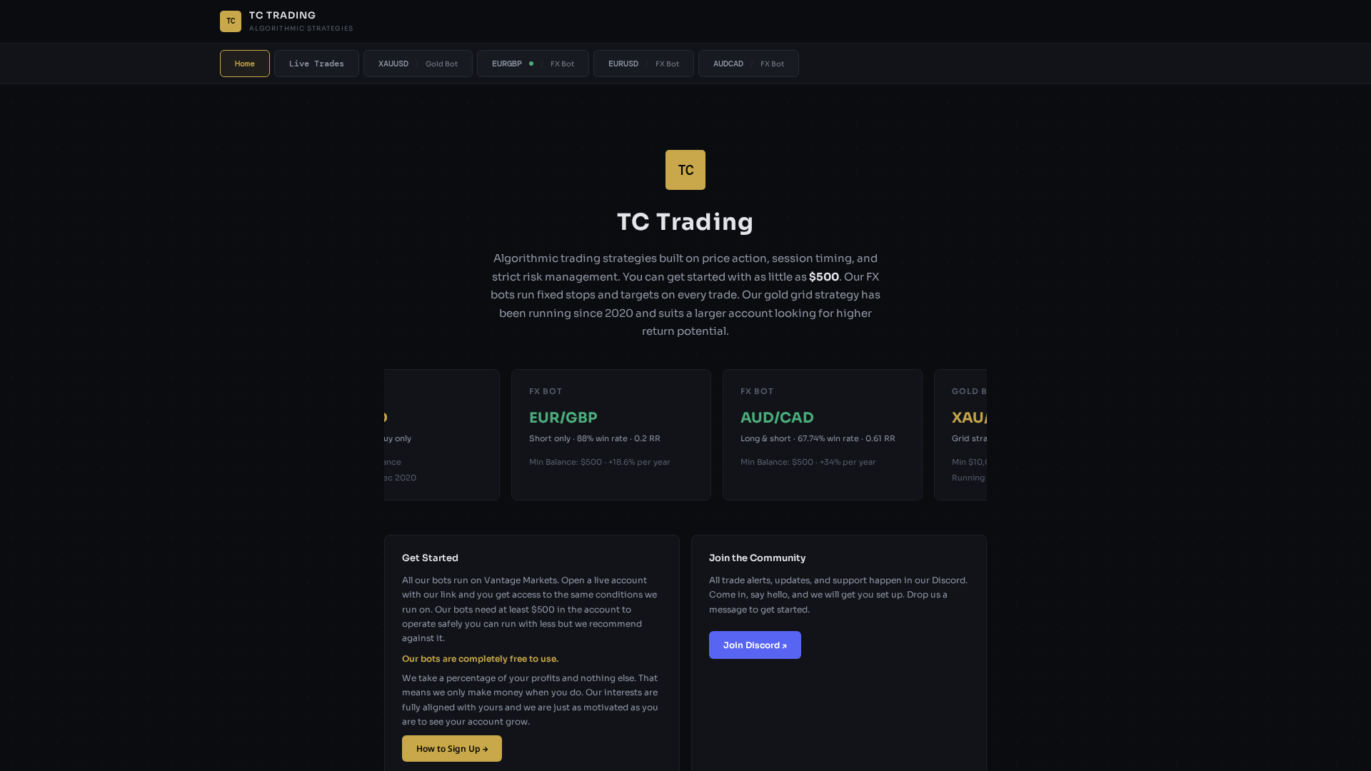 Screenshot of tctradeshub.com