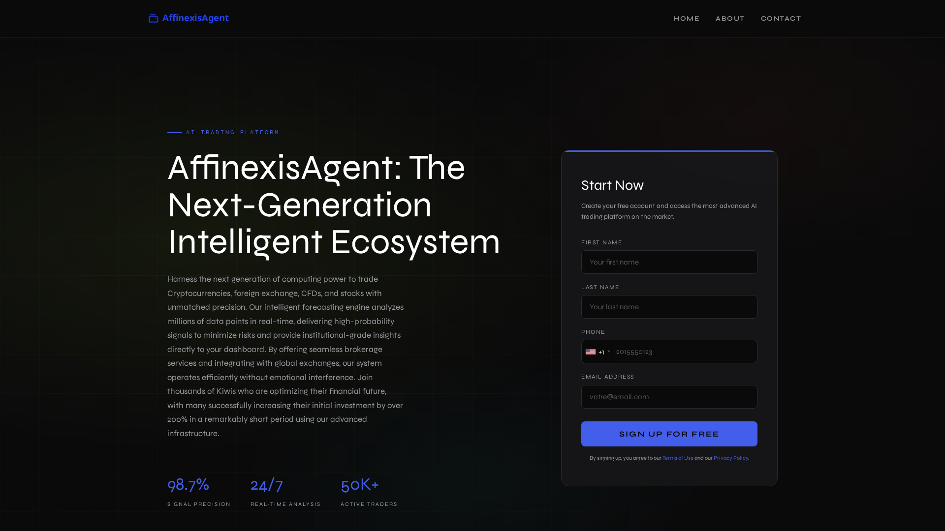 Screenshot of affinexis-agent-ai.com
