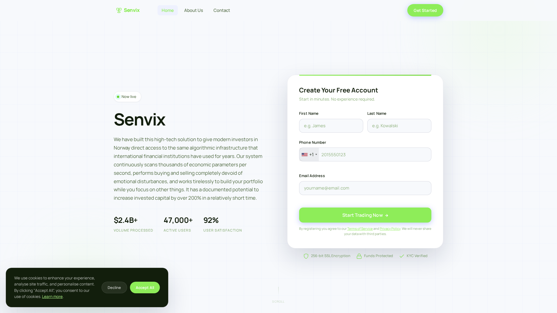 Screenshot of senvixcryptoai.com