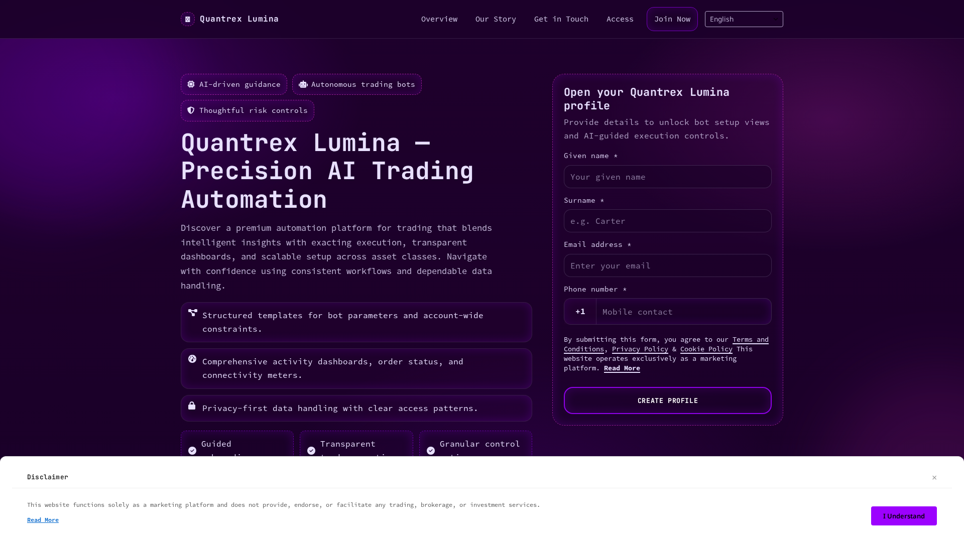 Screenshot of quantrexlumina.digital