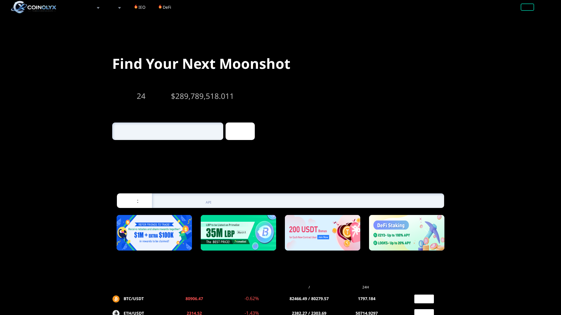 Screenshot of coinolyx.com